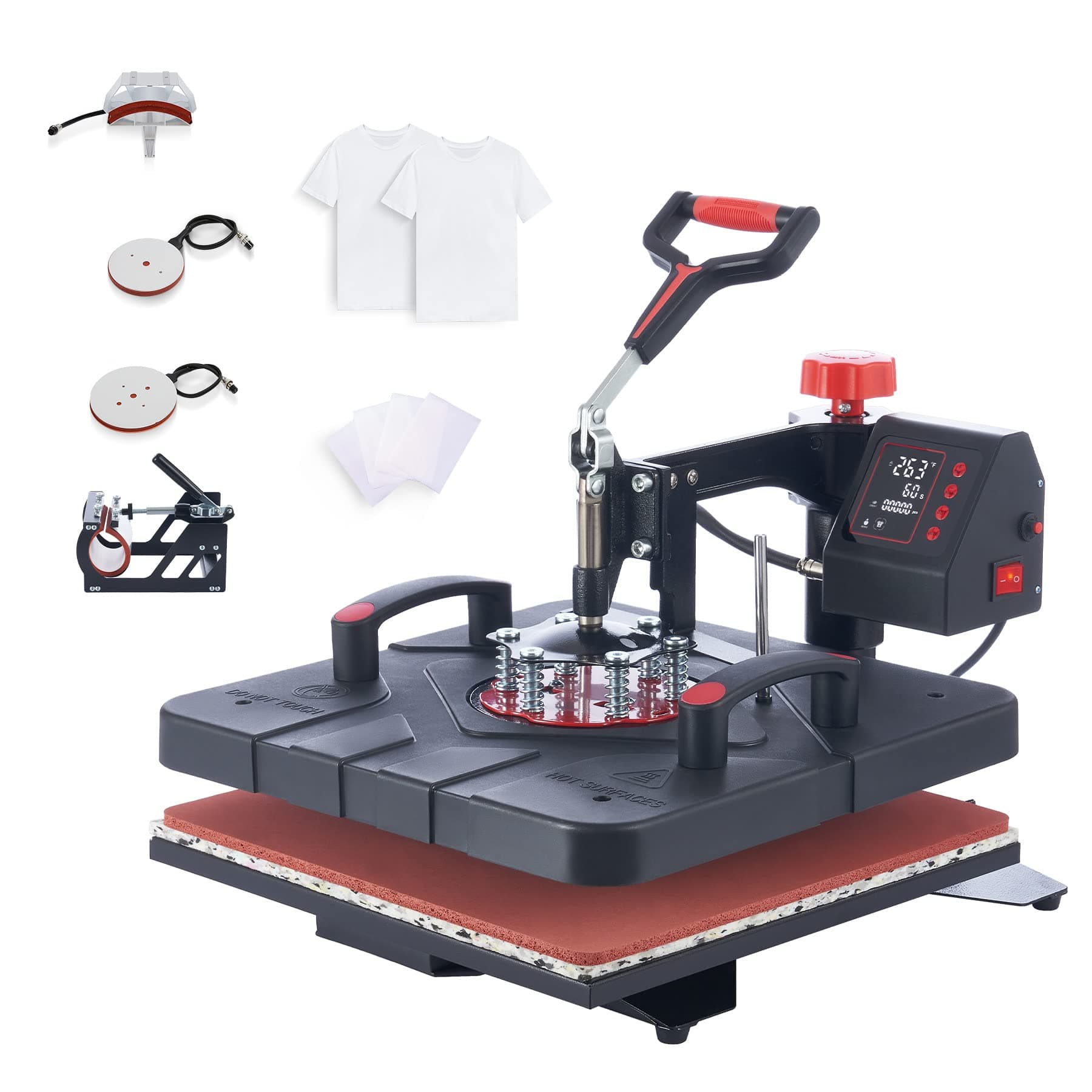CREWORKS Heat Press Machine, 15x15 Inch T Shirt Transfer Press with 5in1 Plate Cap Mug Set, 360 Swing Away Sublimation Heat Press for Hats T Shirts...