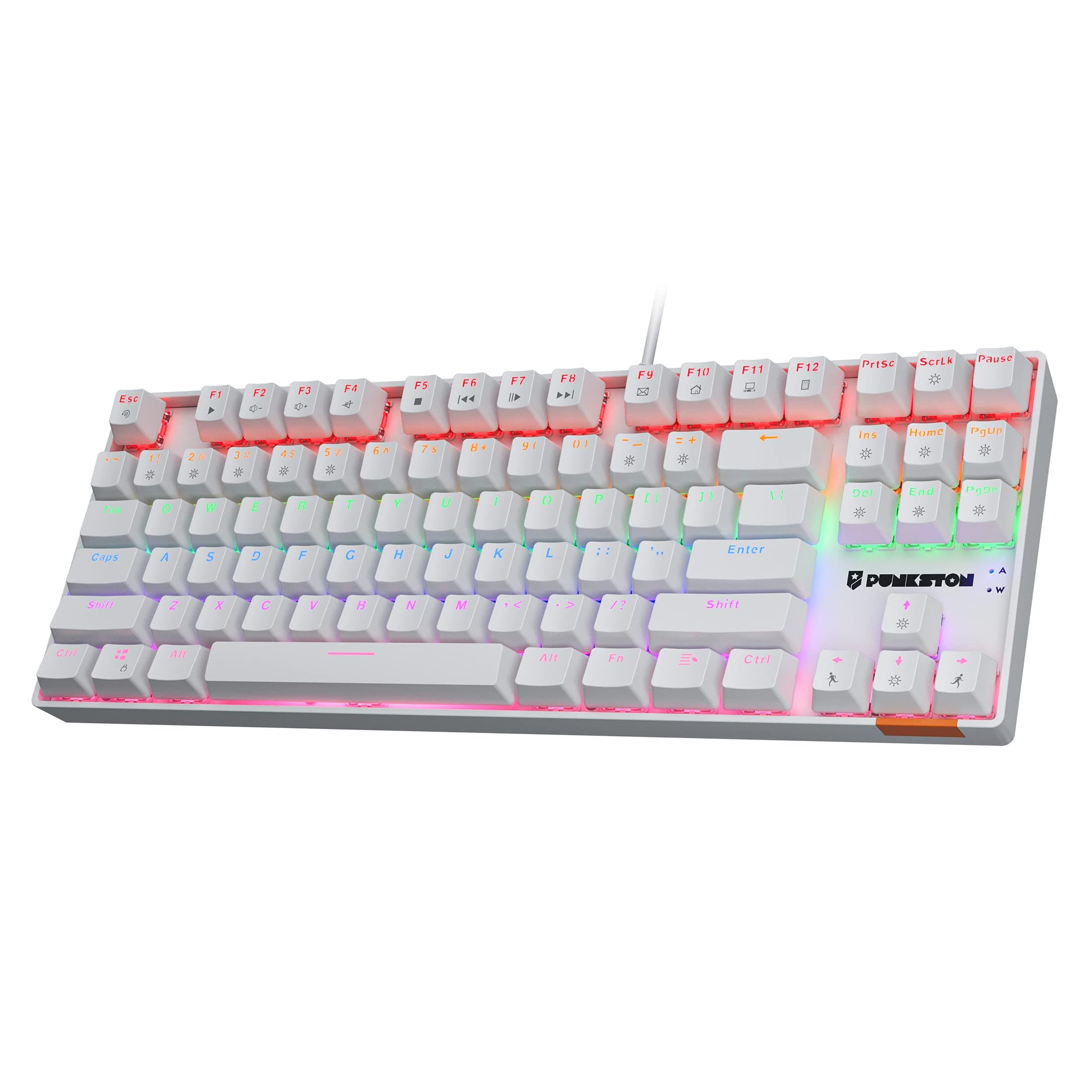 Punkston TK87 Mechanical Gaming Keyboard, RGB Rainbow LED Backlit TKL 87 Keys Anti-Ghosting PC Gaming Wired Keyboard for Windows/Mac (Blue Switch, ...