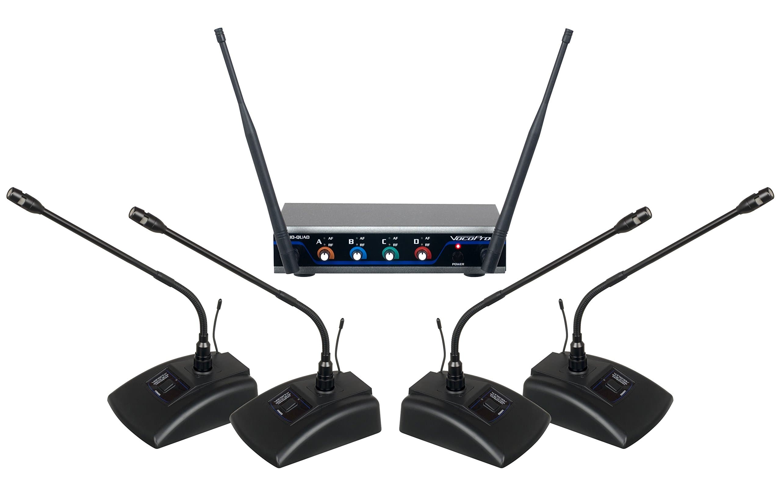 VocoPro, 4 Wireless Microphone System, XLR Connector, Black, Digital-Quad-Conference-C4 (Digital-Quad-Conference-C4)