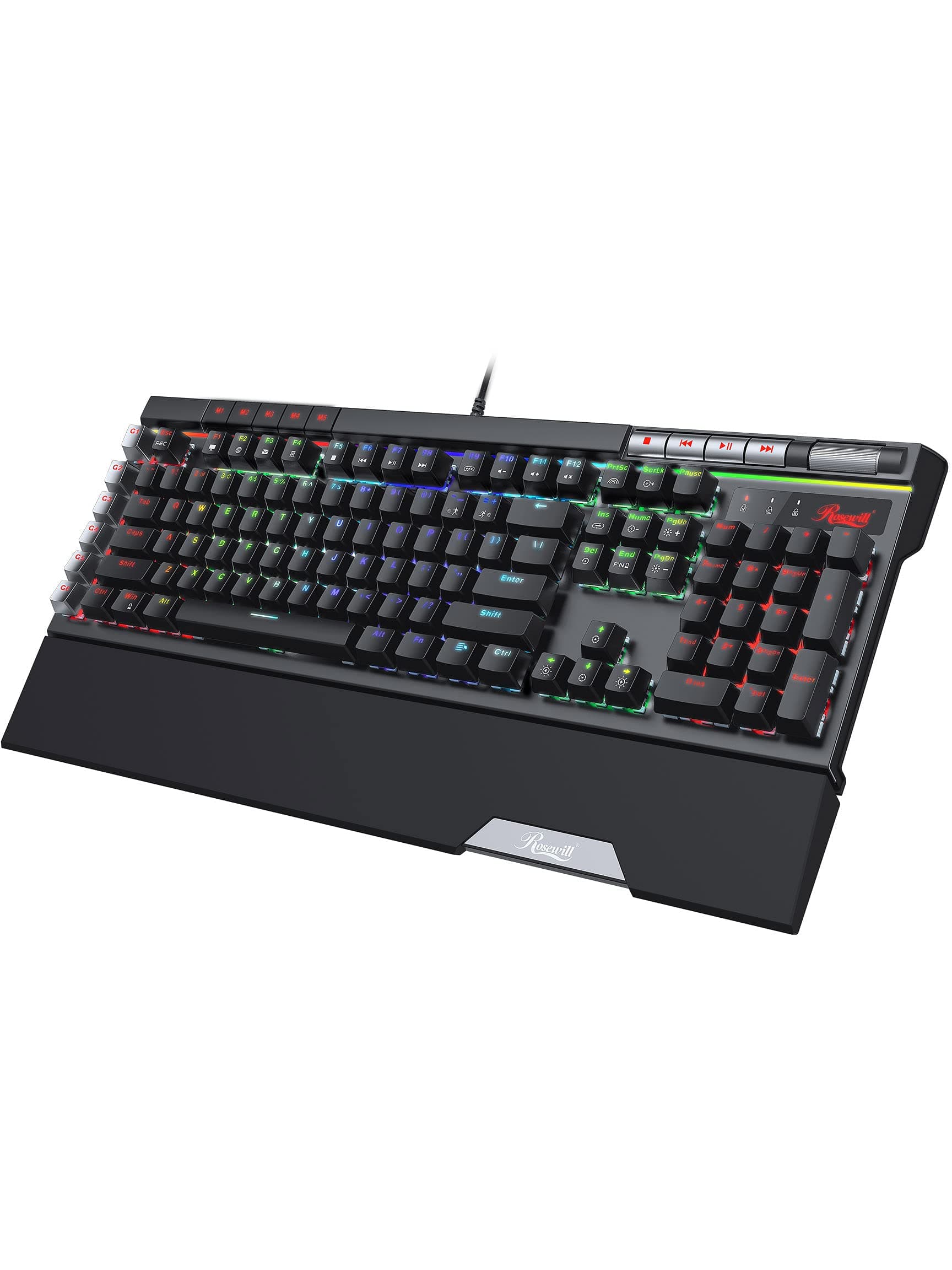 Rosewill Blitz K50 RGB Wired Gaming Clicky Mechanical Keyboard | Outemu Blue Switches | NKRO, Anti-Ghosting | 6 Built-in Macro Keys | 14 Pre-Progra...