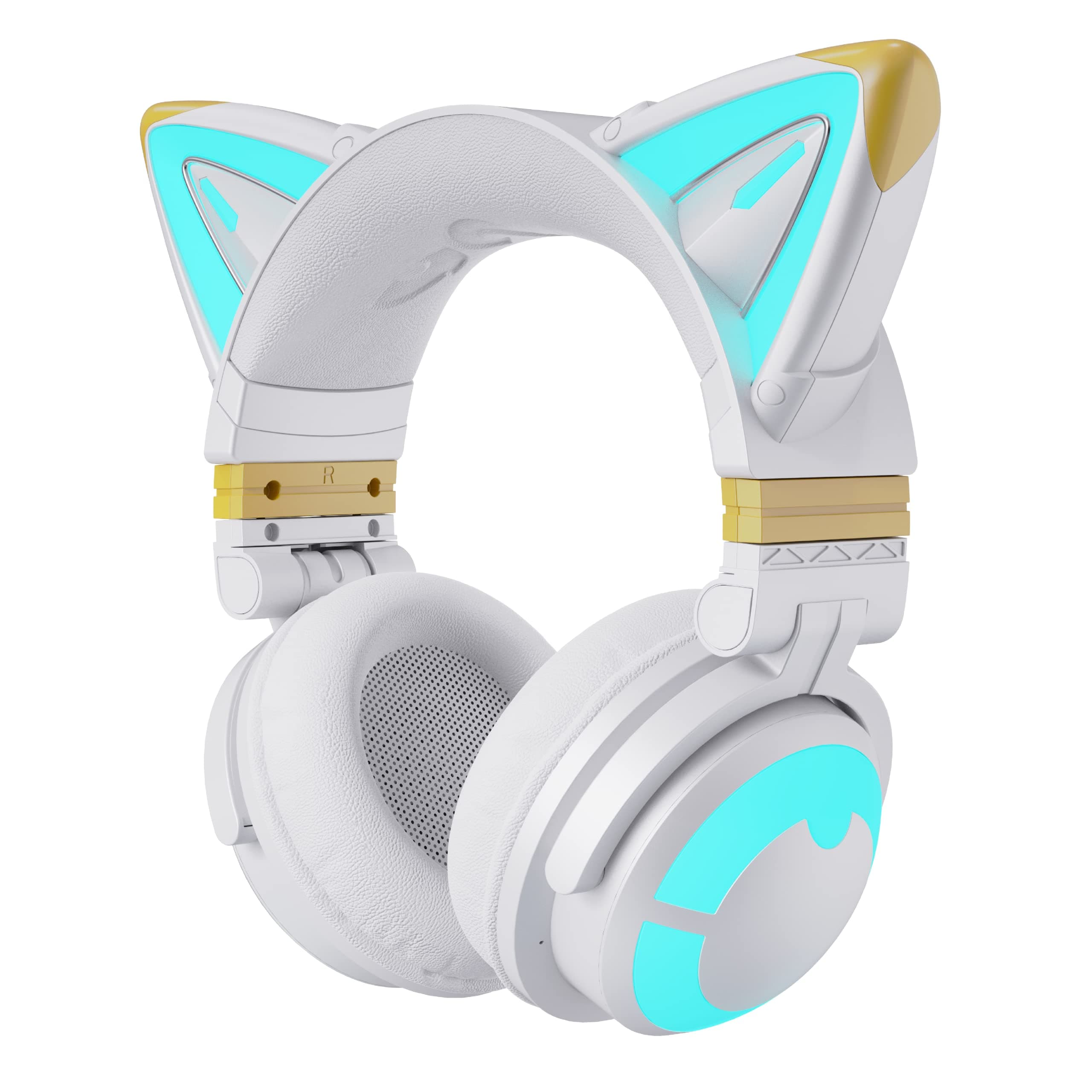 YOWU RGB Cat Ear Headphone 3G Wireless 5.0 Foldable Gaming Headset with 7.1 Surround Sound, Built-in Mic & Customizable Lighting and Effect via APP...