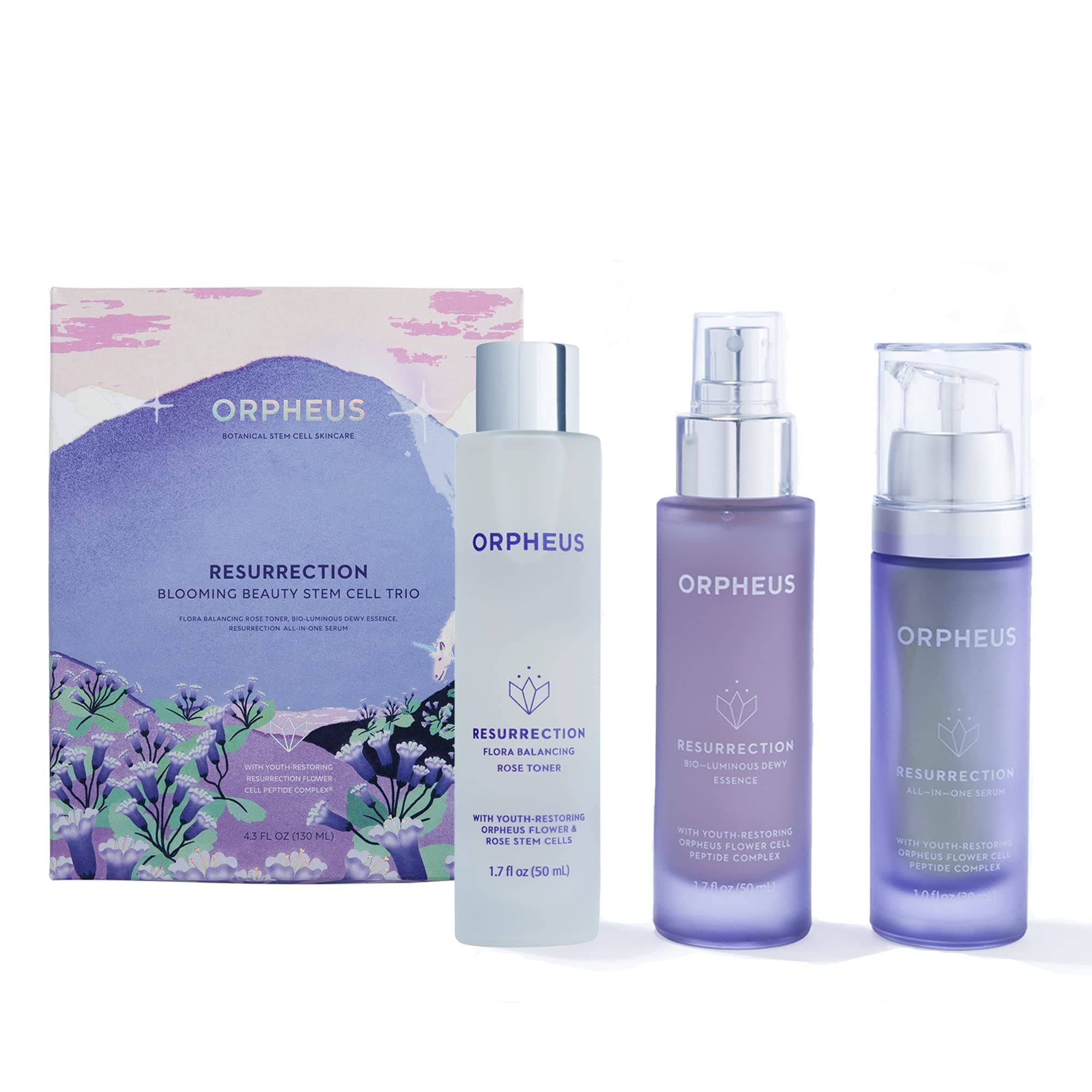 ORPHEUS Stem Cell Trio All-In-One Plant Stem Cell Face Serum + Bio-luminous Serum Mist + Face Toner – with Collagen Stimulating Peptide Complex, Hy...