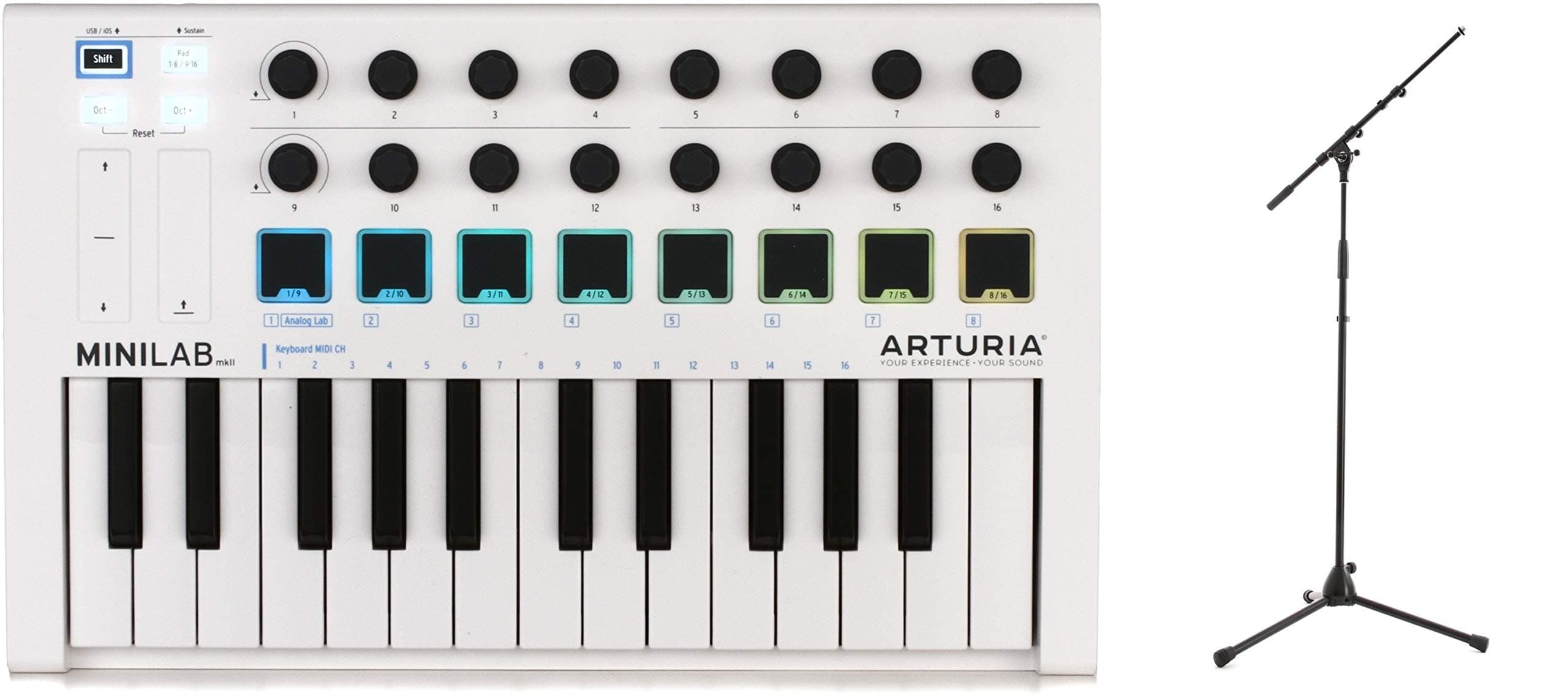 Arturia MiniLab MkII 25 Slim-key Controller + K&M 210/9 Telescoping Boom Microphone Stand Value Bundle