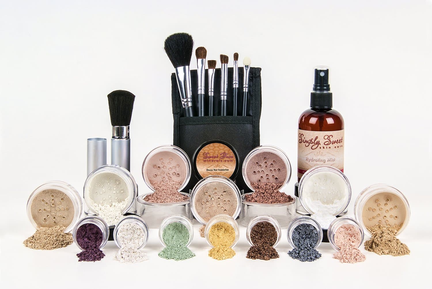 ULTIMATE KIT (WARM- Neutral Shade, Most Popular) Full Size Mineral Makeup Set Matte Foundation Kit Bare Face Sheer Powder Cover