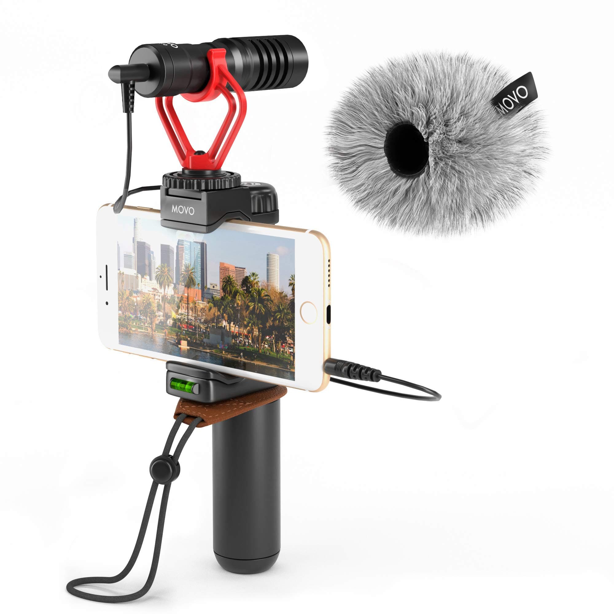 Movo Smartphone Video Rig with Shotgun Microphone, Grip Handle, Wrist Strap for iPhone X, XS, XS Max, 11, 12, 13, Pro Android and Other Smartphones...