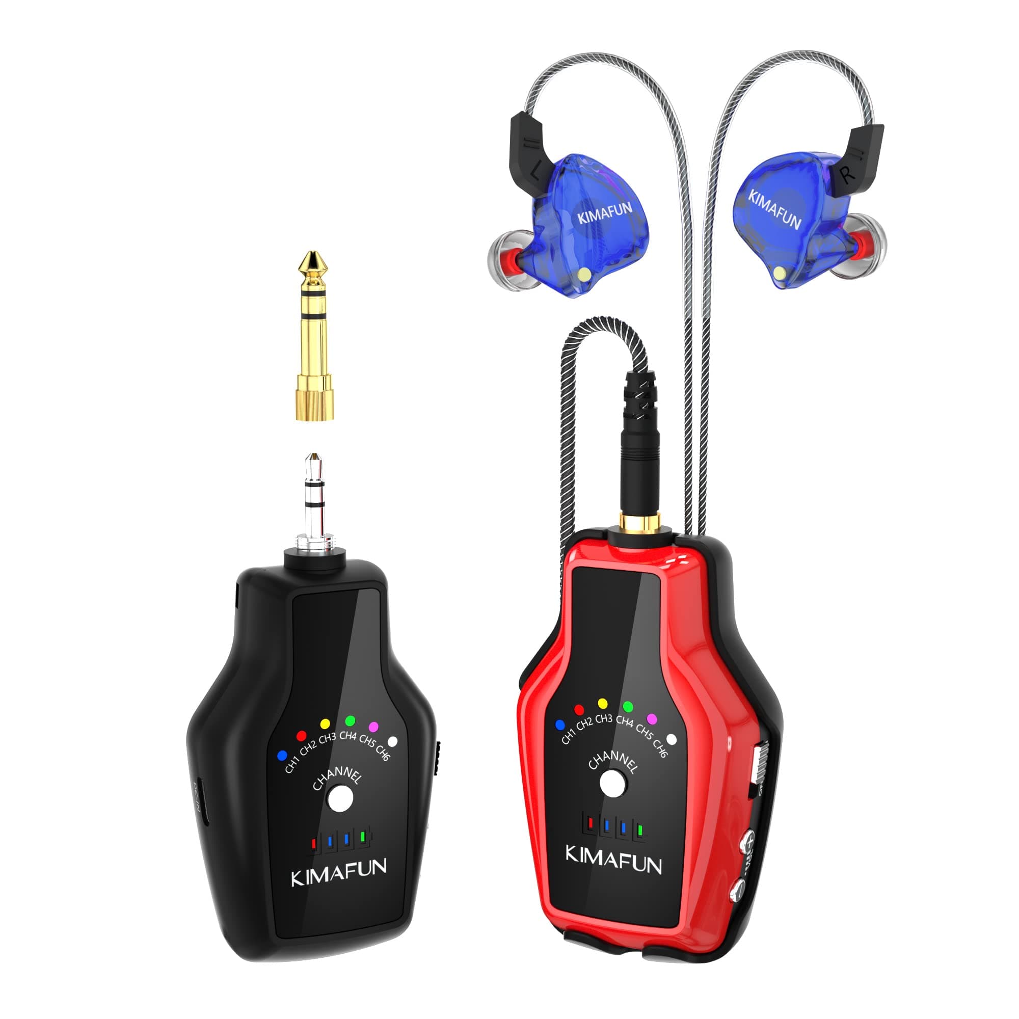 KIMAFUN 2.4G Wireless in-Ear Monitor System IEM System Transmitter Beltpack Receiver for Stage Performance, Band Rehearsal, Guitar Amplifier, Bass ...