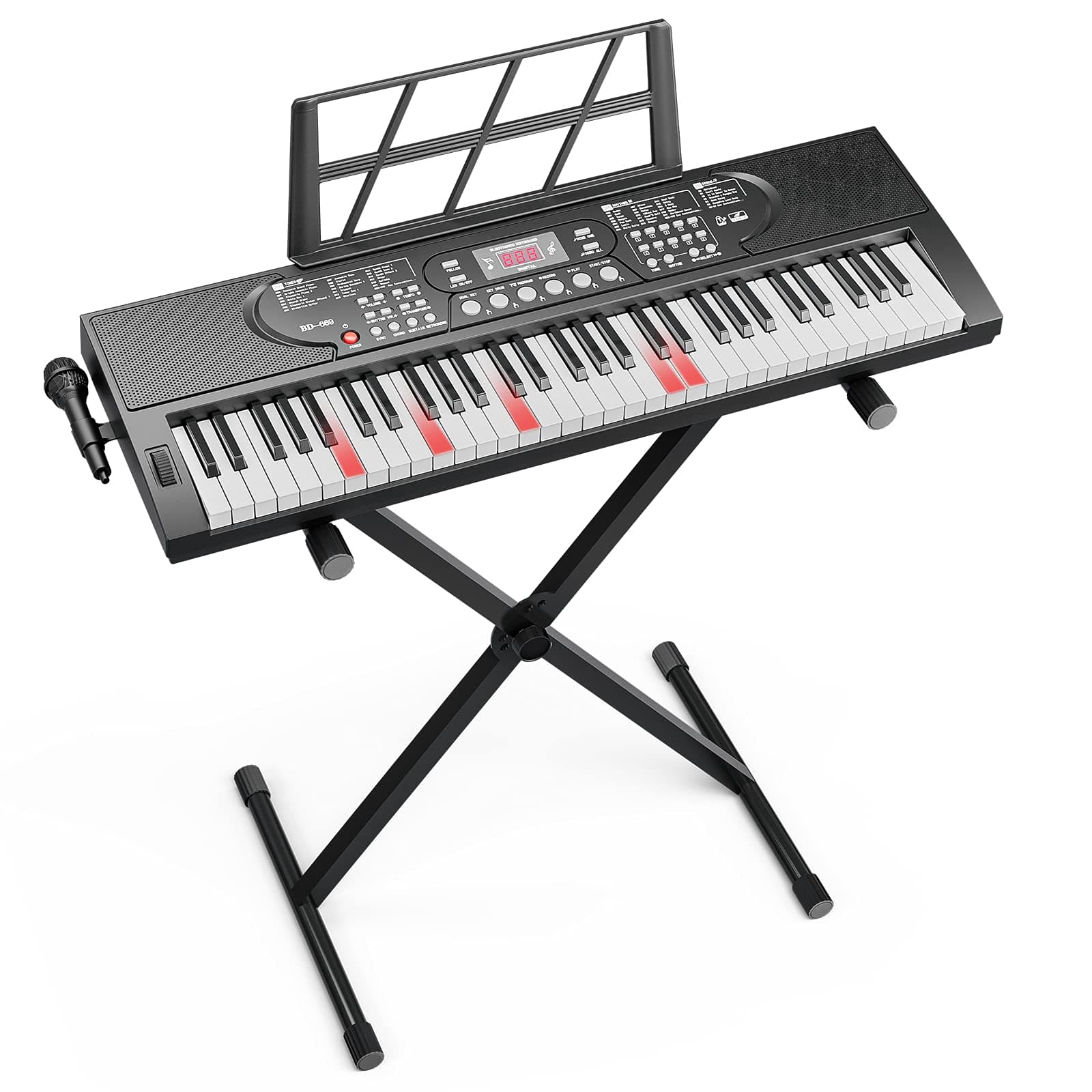 UMOMO UMK-812 Electric Piano Keyboard with X Stand, 61 Lighted key Music Keyboard Piano, Portable Electronic Musical Piano with Microphone, Power S...