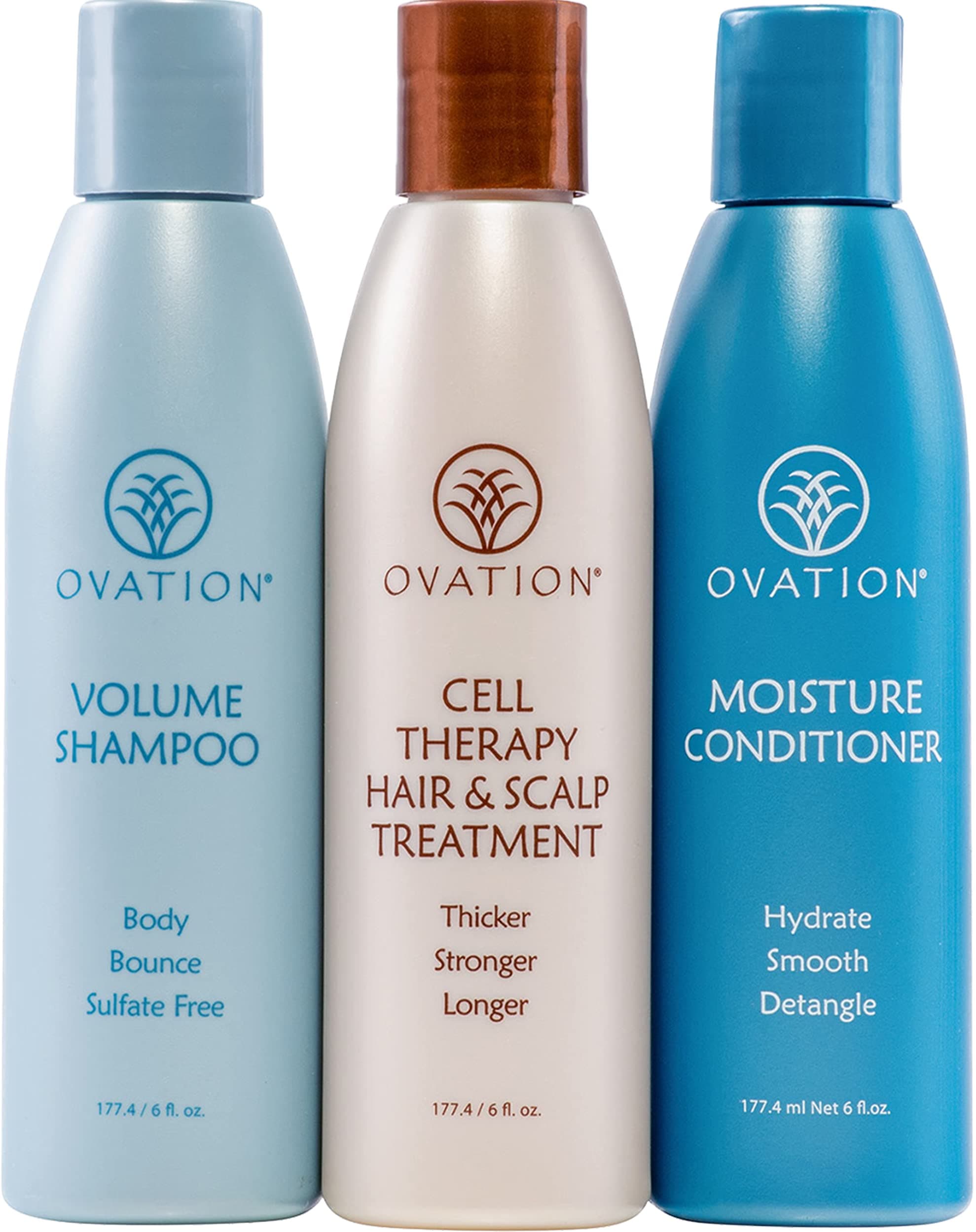 Ovation Hair Balance Cell Therapy 6 oz System - Volume Shampoo, Cell Therapy Hair & Scalp Treatment, Moisture Conditioner - Hair Treatment Set for ...