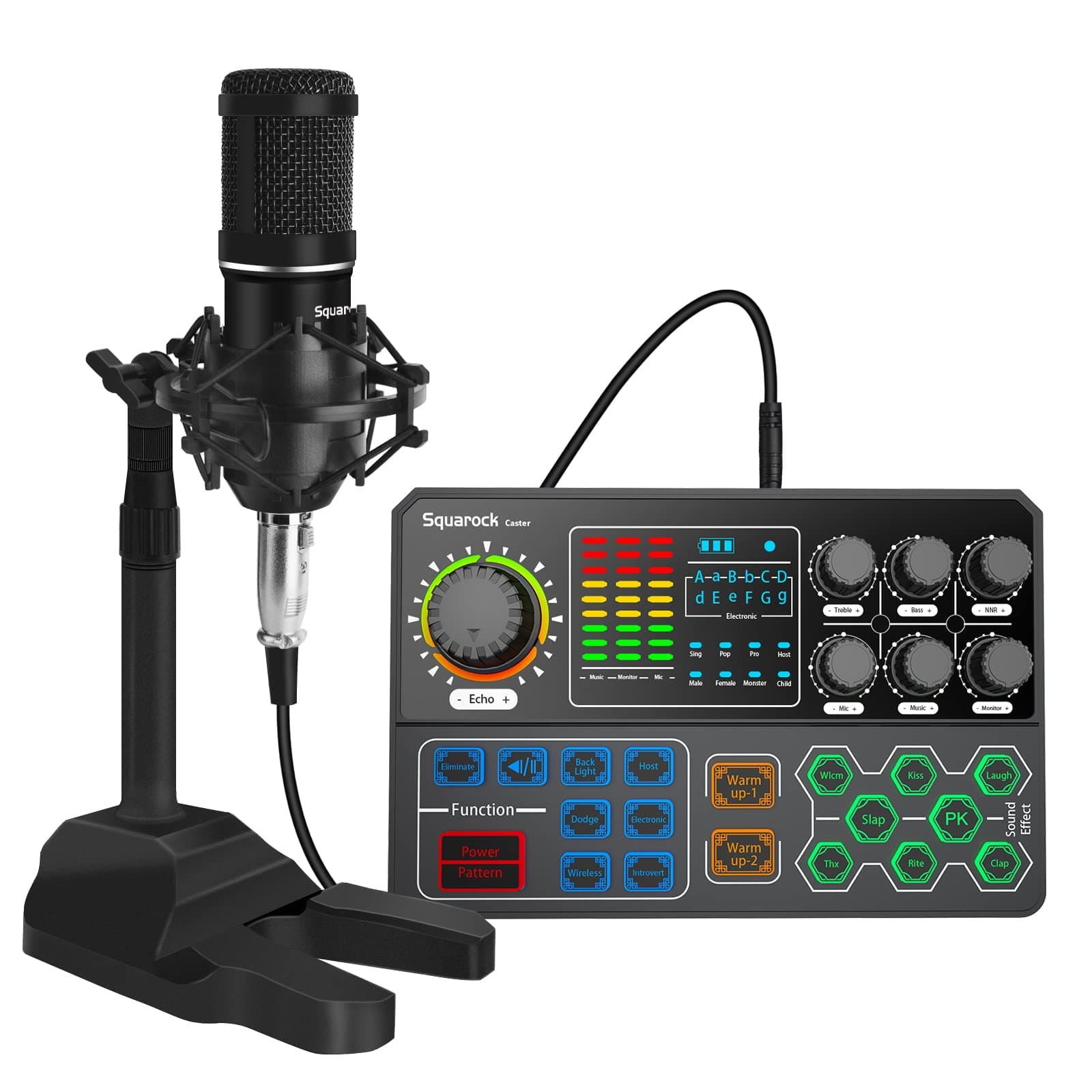Podcast Equipment Bundle Audio Interface Sound Mixer ALL-IN-ONE with 3.5mm Condenser Microphone Strong Microphone Stand Set for Live Broadcast ,Rec...