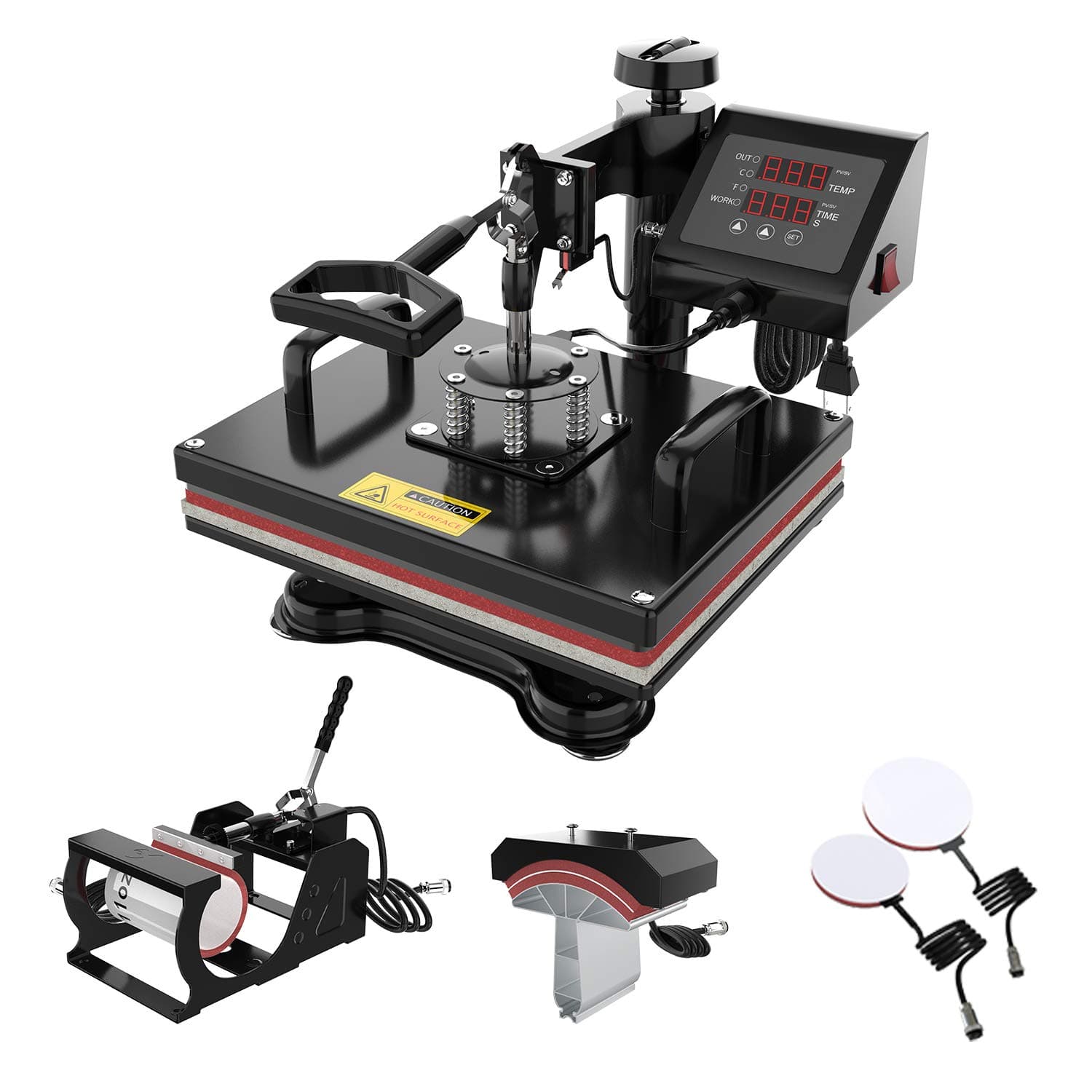 N-brand Heat Press Machine 5 in 1 Digital Sublimation Heat Transfer Machine for T-Shirts,Hats,Cups,Plates