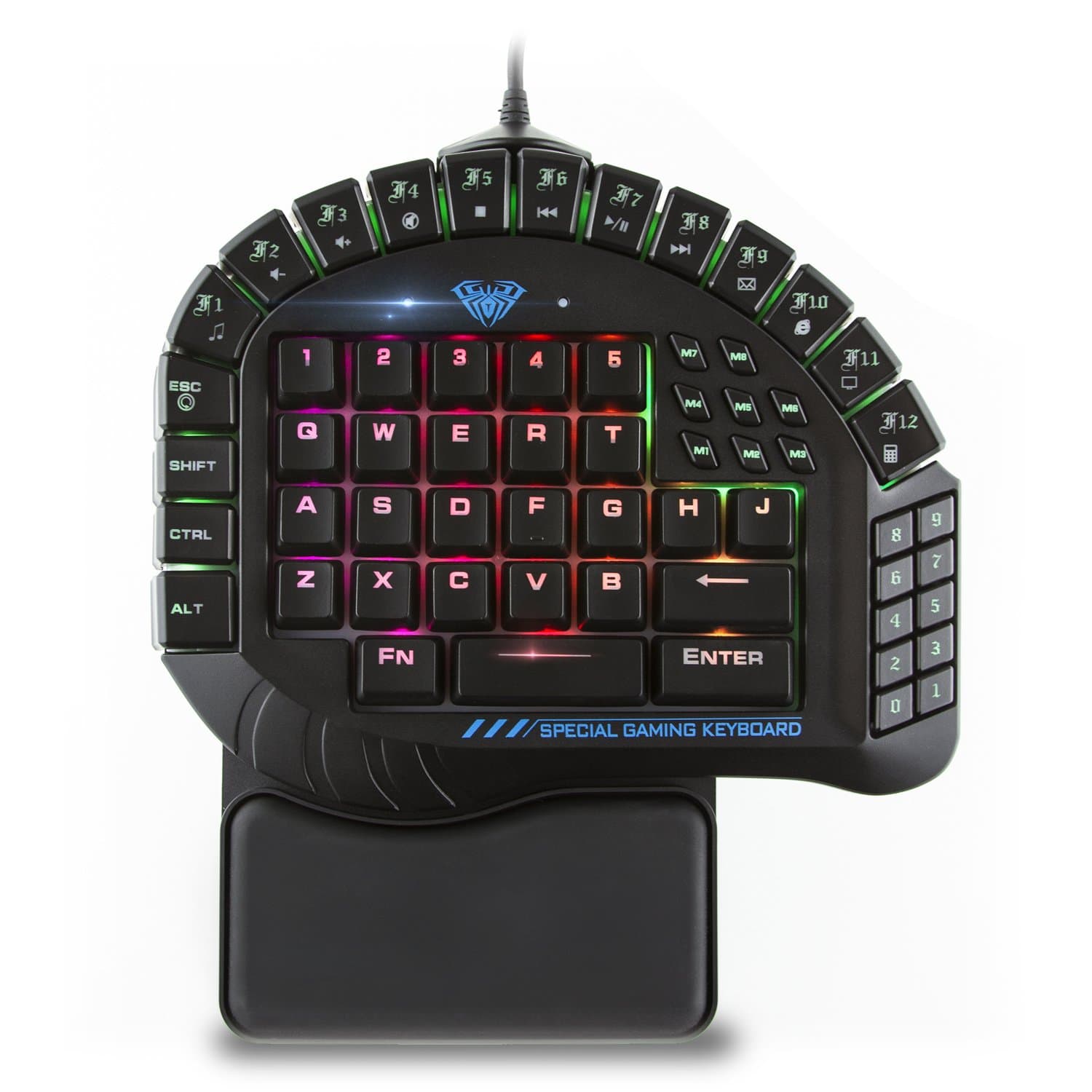 Beastron Aula Excalibur One Handed Mechanical Gaming Keyboard, Blue Switches, Software Customizable RGB Backlit Effects, 8 Programmable Macro Keys,...