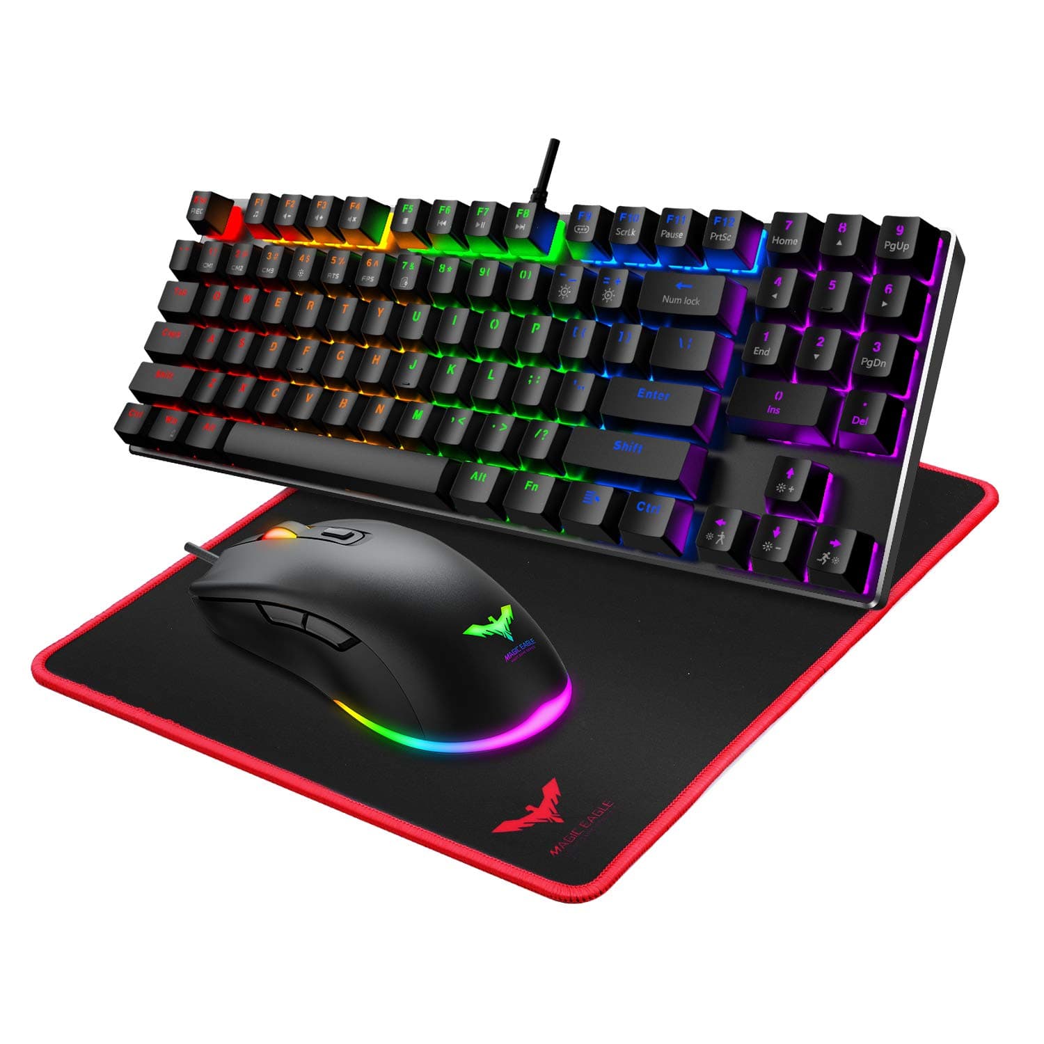 Havit Mechanical Keyboard and Mouse Combo Wired 89 Keys Backlit Gaming Keyboard Red Switch, 4800 D P I Mouse with 6 Button, Gaming Mouse Pad for PC...