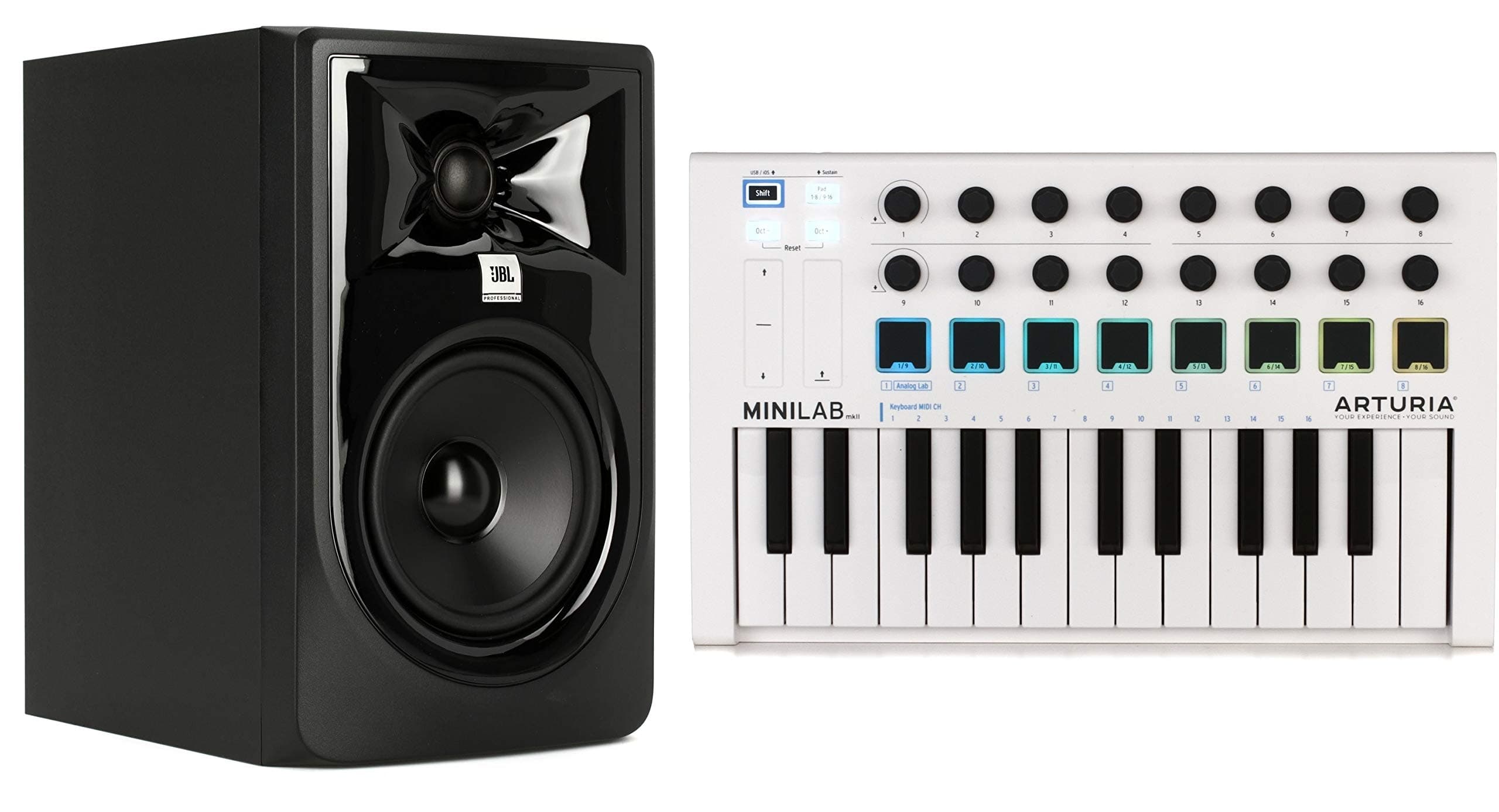 Arturia MiniLab MkII 25 Slim-key Controller + JBL 305P MkII 5-inch Powered Studio Monitor Value Bundle