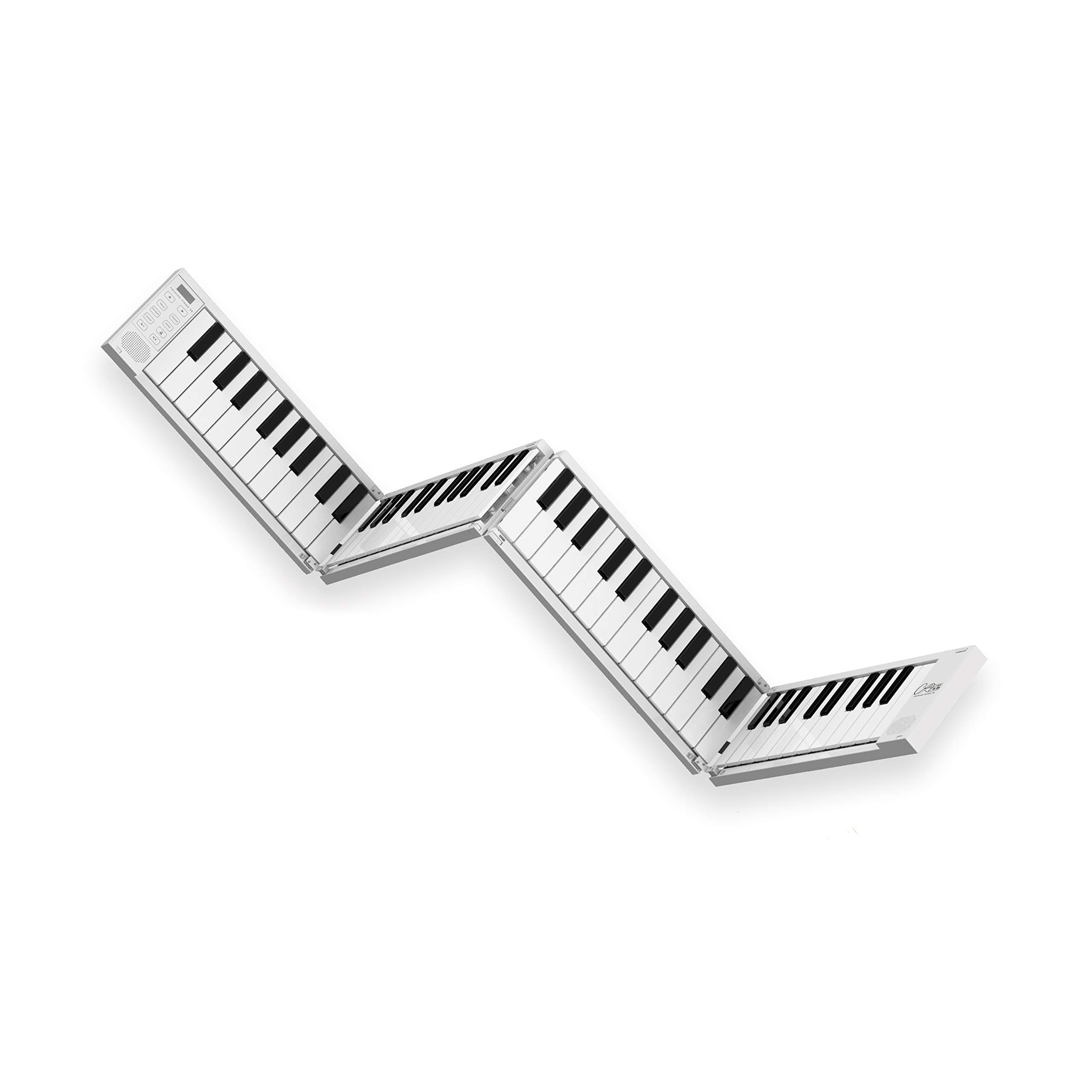 Carry-on Folding Piano - White Portable Digital 88 Key Piano Keyboard with Rechargeable Battery and MIDI over USB - 128 Sounds Through Stereo Speak...