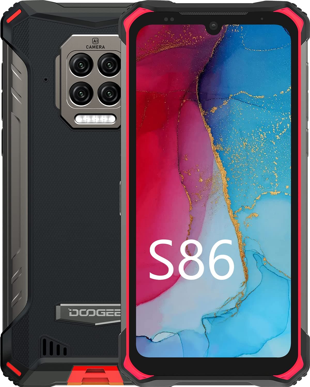 Rugged Smartphone, DOOGEE S86 8500mAh Battery 6GB+128GB Unlocked Cell Phone, IP68/IP69K Waterproof NFC Android 10 16MP Quad Camera 2W Speaker Rugge...