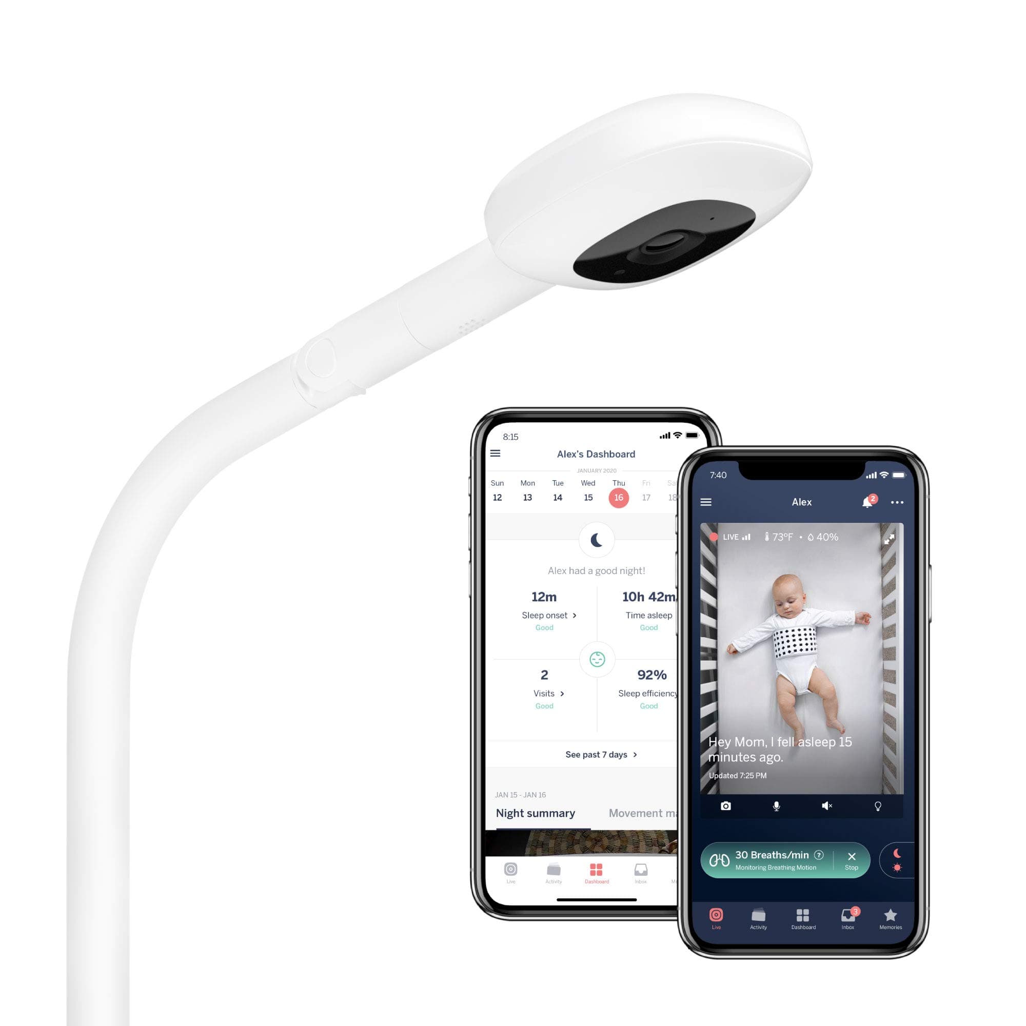 Nanit Pro Smart Baby Monitor & Floor Stand – Wi-Fi HD Video Camera, Sleep Coach and Breathing Motion Tracker, 2-Way Audio, Sound and Motion Alerts,...