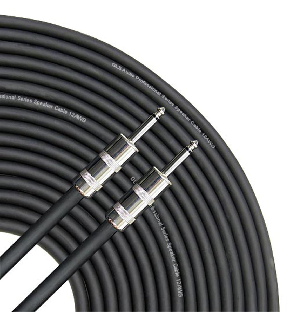 GLS Audio Speaker Cable 1/4" to 1/4" - 12 AWG Professional Bass/Guitar Speaker Cable for Amp - Black, 100 Ft.