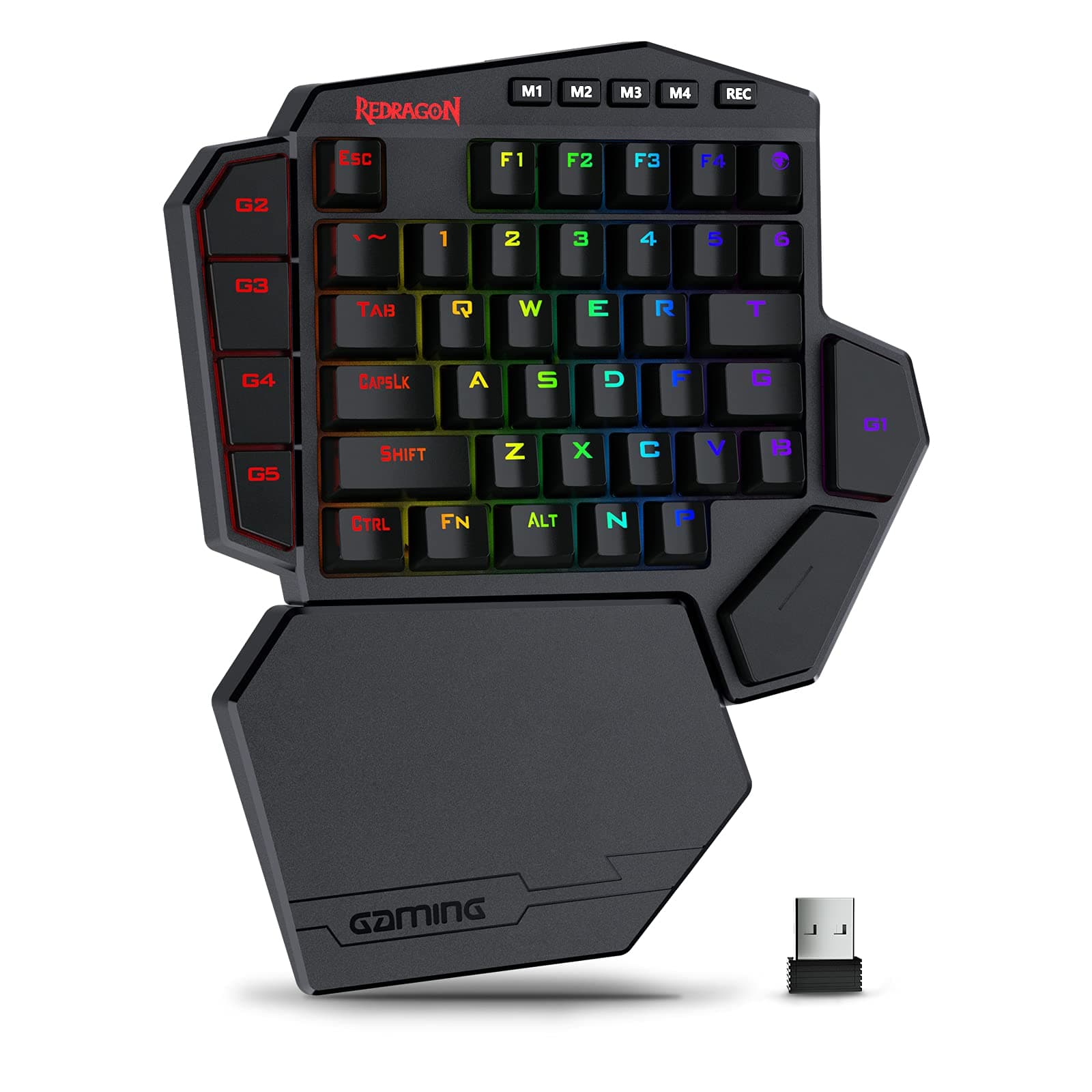 Redragon K585 DITI Wireless One-Handed Mechanical Keyboard, 42 Keys 2.4Ghz RGB 40% Gaming Keypad with 7 Onboard Macro Keys, Detachable Wrist Suppor...