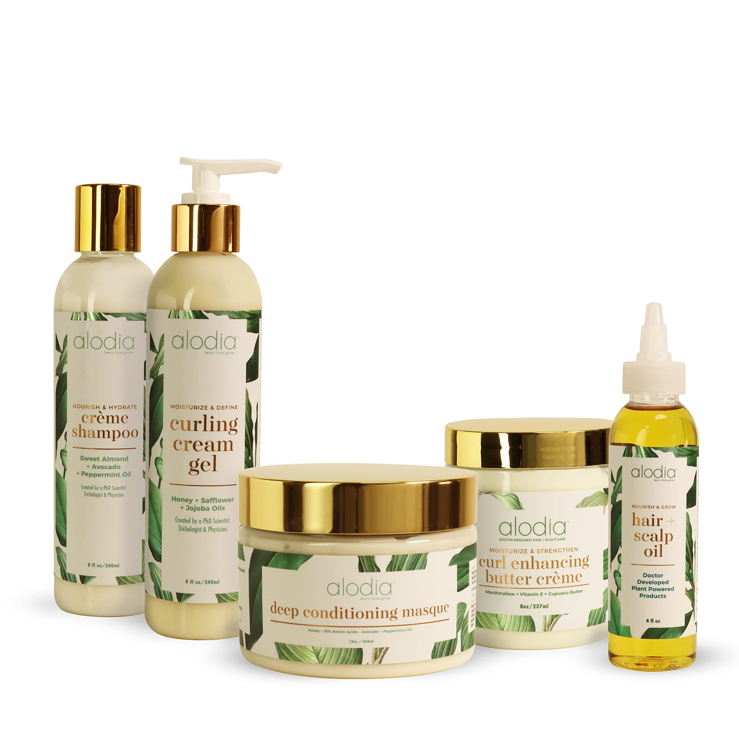 Alodia Wash n Go Style Kit for Curly Hair Types, Includes 4 oz Hair and Scalp Oil, 8 oz Crème Shampoo, 8 oz Curling Cream Gel, 12 oz Deep Condition...