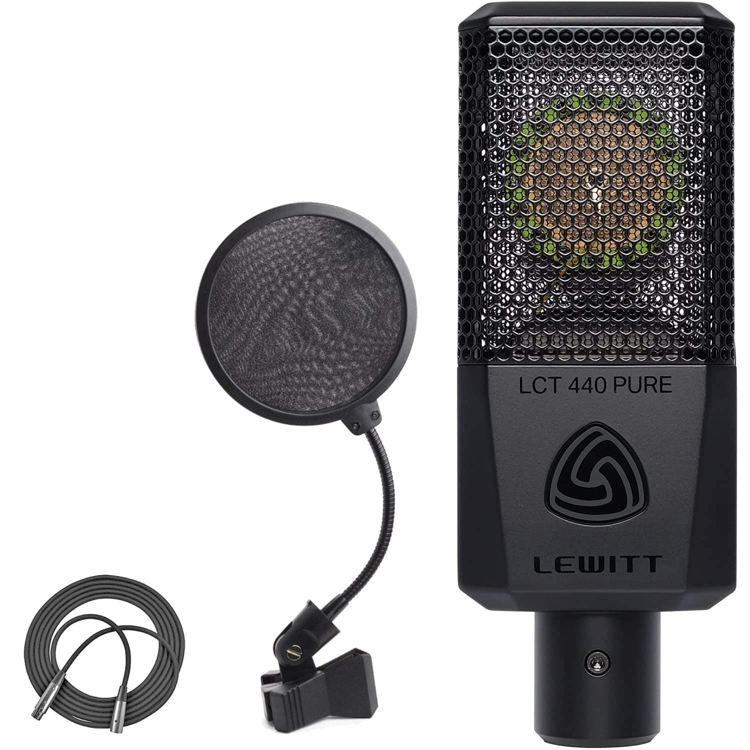 Lewitt LCT 440 PURE Large Diaphragm Condenser Microphone + On Stage 4-Inch Pop Filter + XLR Mic Cable