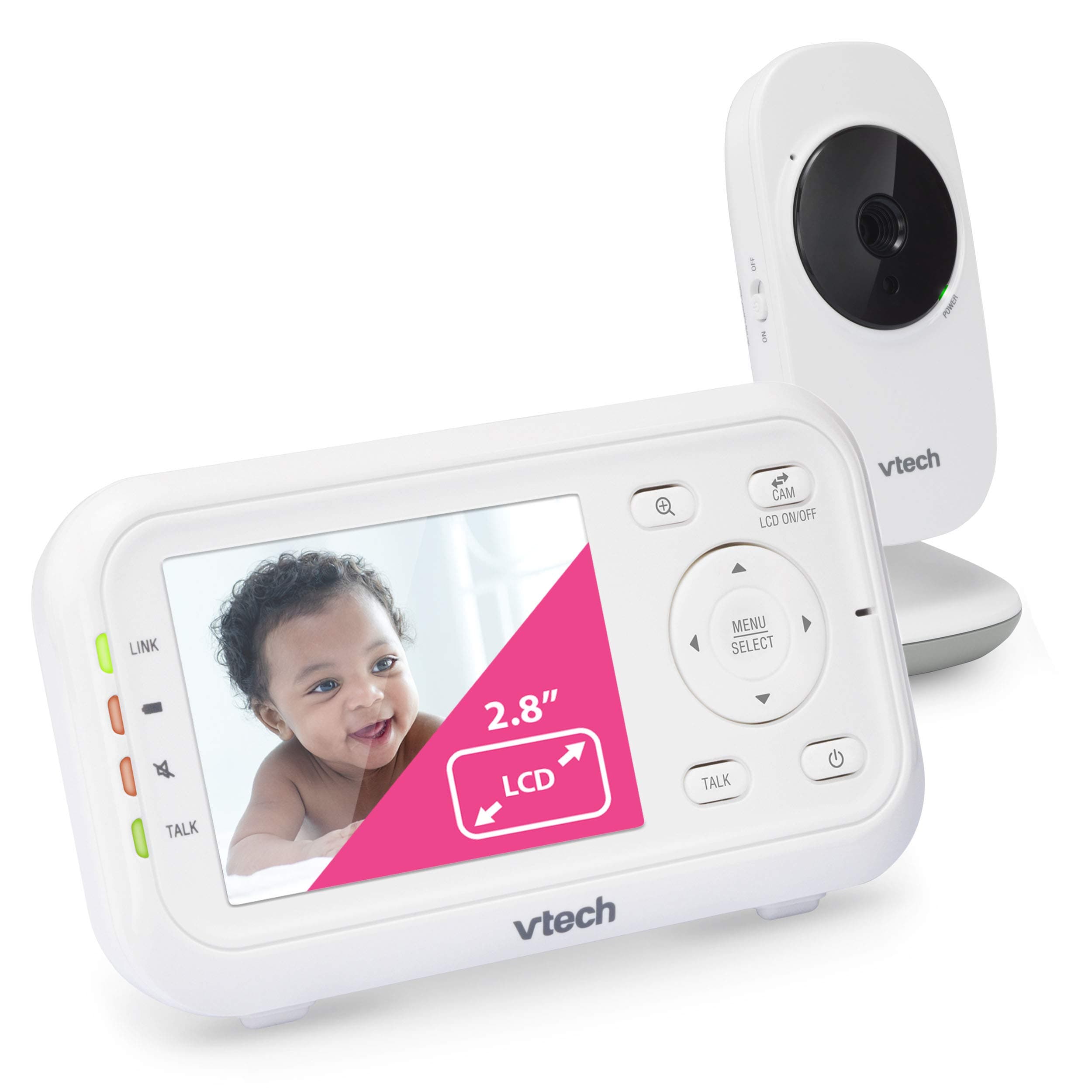 VTech Video Baby Monitor with 1000ft Long Range, Auto Night Vision, 2.8” Screen, 2-Way Audio Talk, Temperature Sensor, Power Saving Mode, Lullabies...