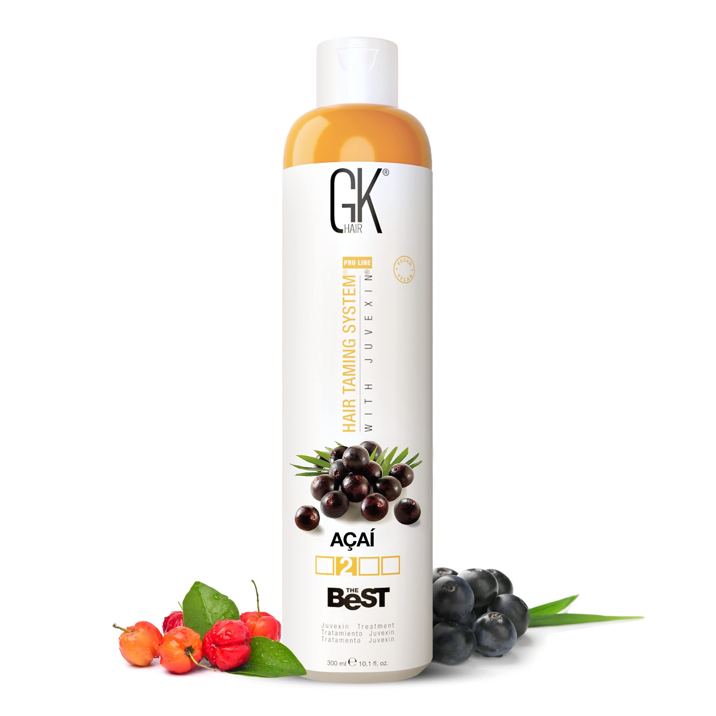 GK HAIR Global Keratin The Best ACAI (10.1 Fl Oz/300ml) Smoothing Keratin Hair Treatment - Professional Brazilian Complex Blowout Straightening For...
