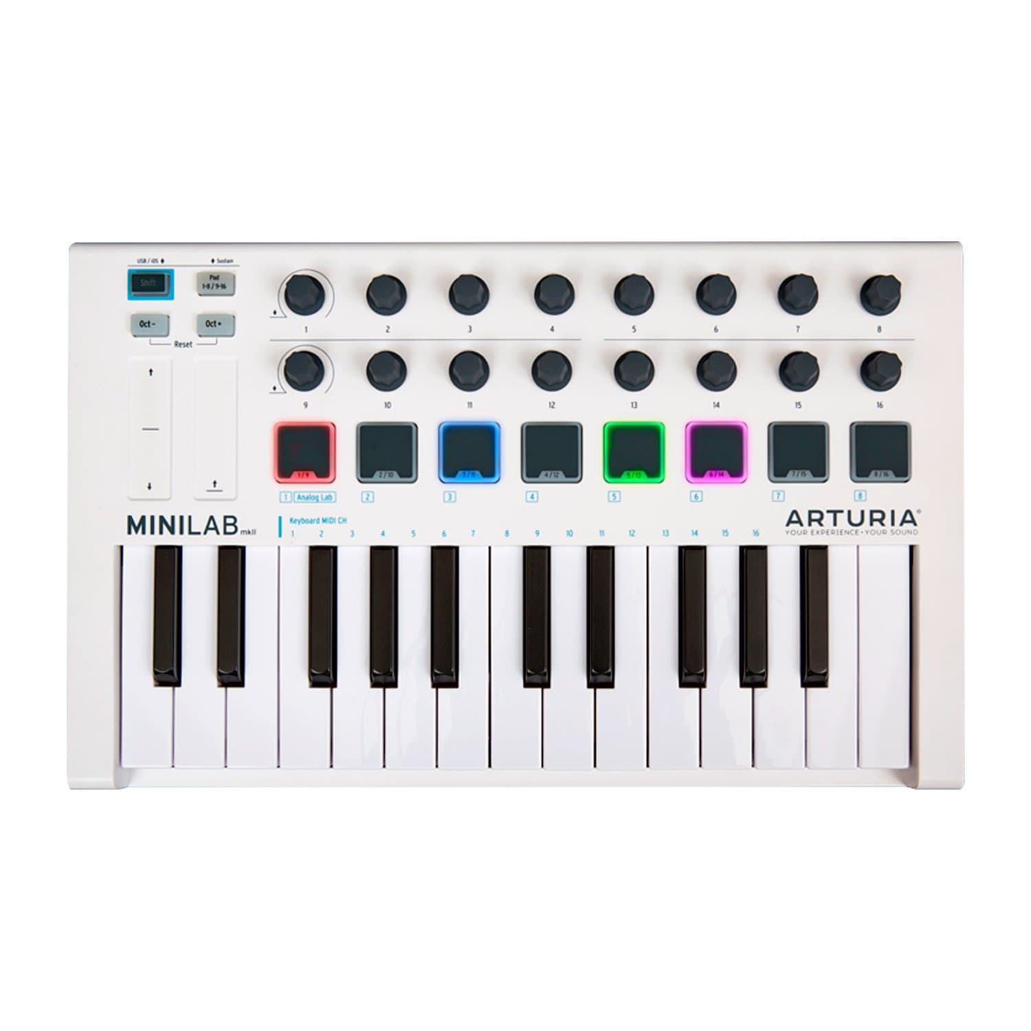 Arturia MINILAB MKII Universal MIDI Controller MiniLab MkII Keyboard Controller Features a Great-Feeling Keybed with 25 Slim Keys, 16 Knobs, 8 Pads...