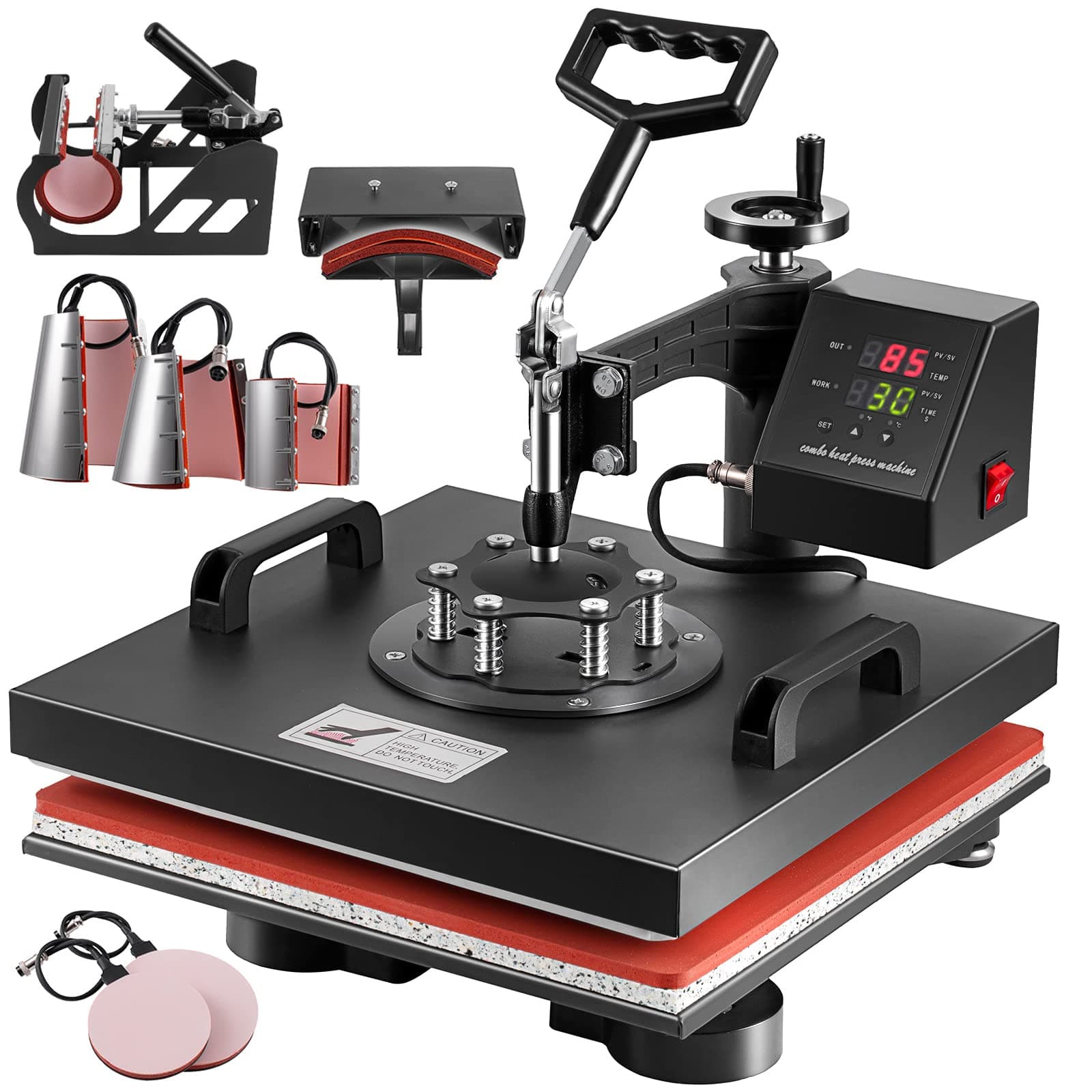 PRIBCHO Heat Press 15x15 Inch 8 in 1 Heat Press Machine 360-Degree Swing Away Digital Tshirt Press Machine Multifunction Sublimation Combo for T Sh...