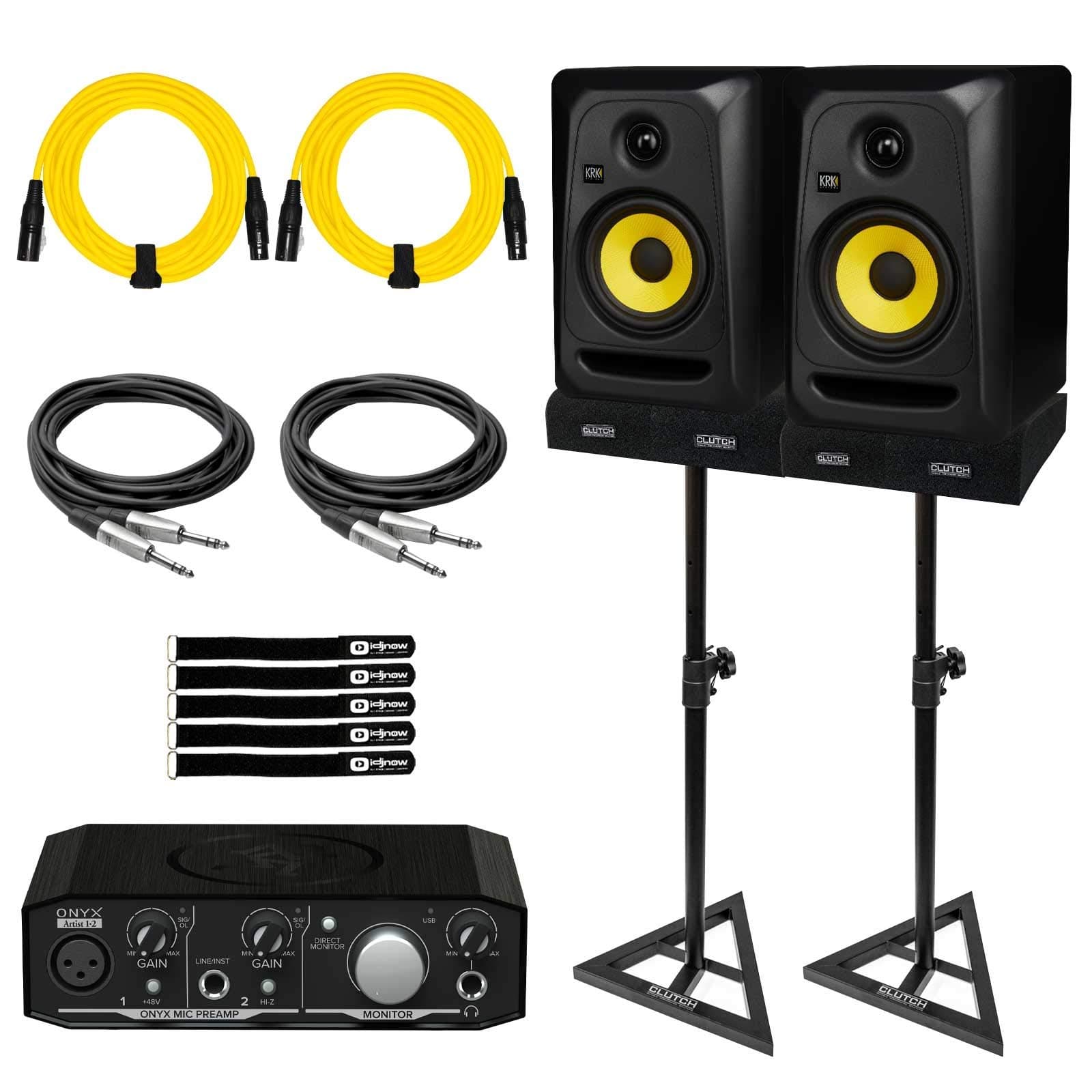 KRK CL5G3 5" Active Studio Monitor Speakers w Audio Interface Home Recording Pk