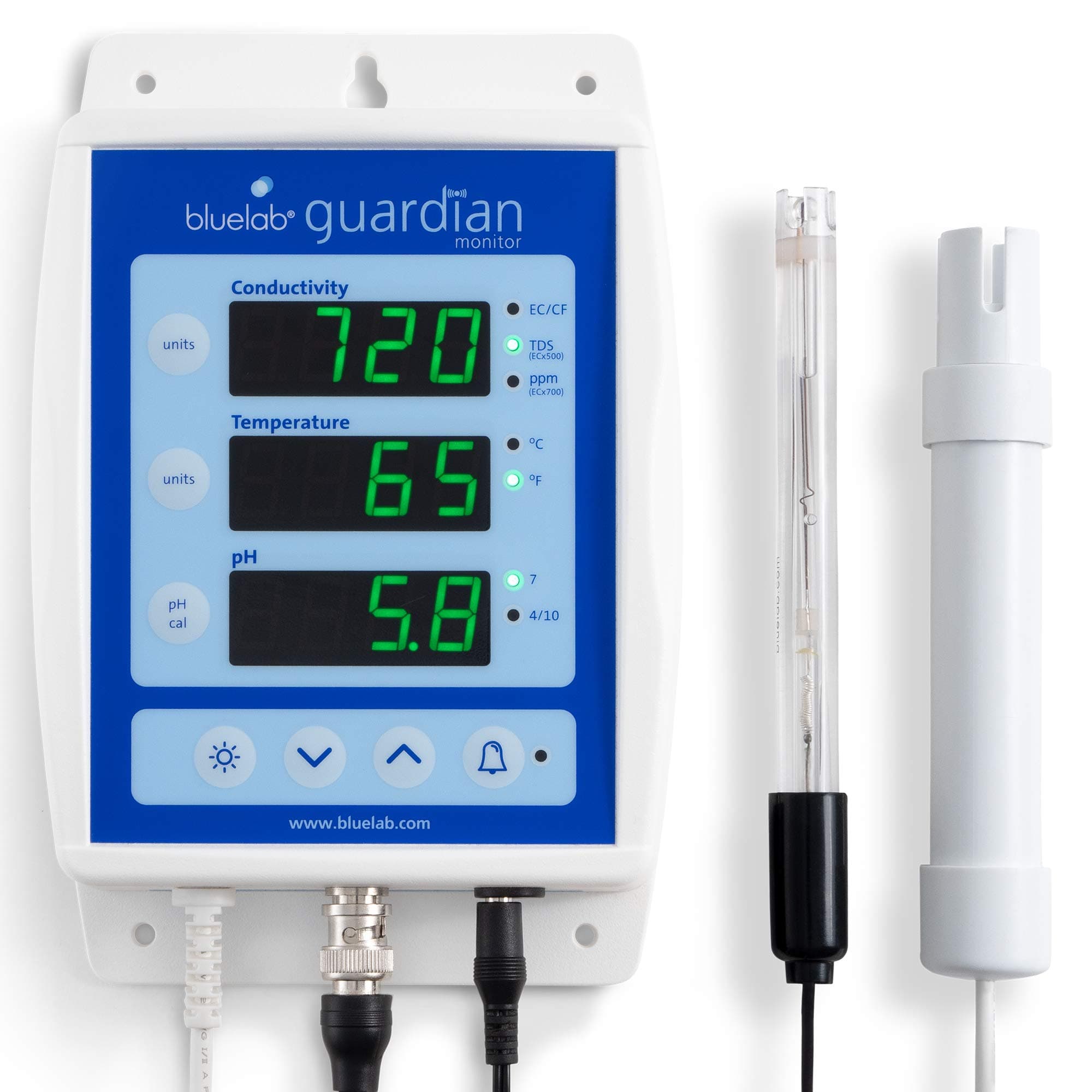 Bluelab MONGUA Guardian Monitor for pH, Temperature, and Conductivity (TDS) Measurements in Water with Easy Calibration, 3 in 1 Digital Nutrient Me...