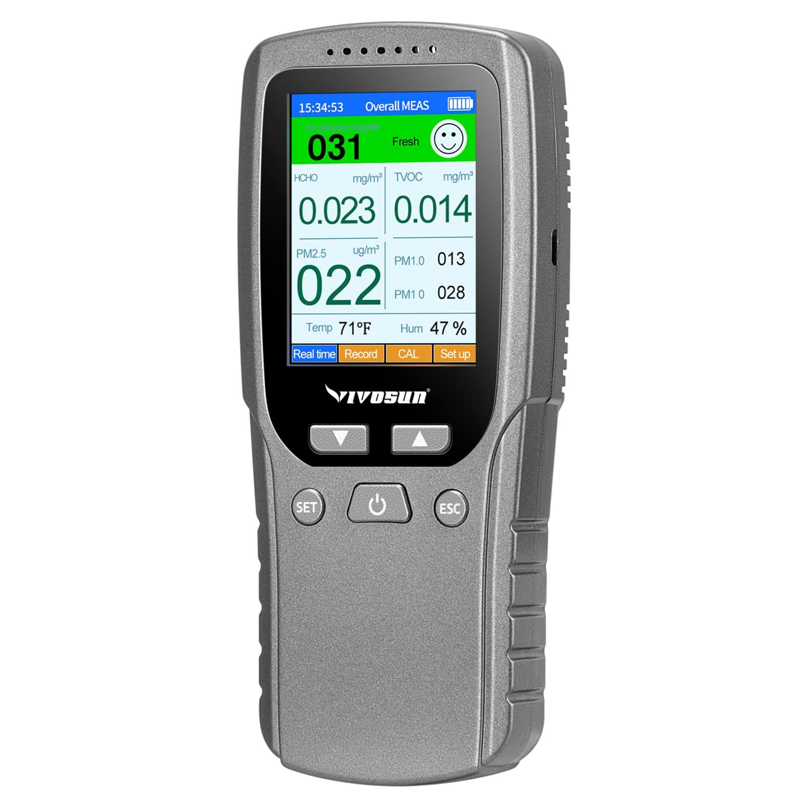 VIVOSUN Formaldehyde Detector, Air Quality Monitor, Indoor Pollution Meter for Home PM2.5, PM1.0, PM10, HCHO, TVOC, Temperature, and Humidity Tester
