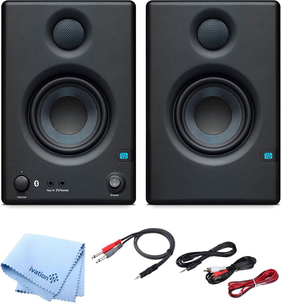 PreSonus Pair of Eris E3.5 3.5" 2-Way 25W Nearfield Bluetooth Studio Monitors with and Pro Cable Kit