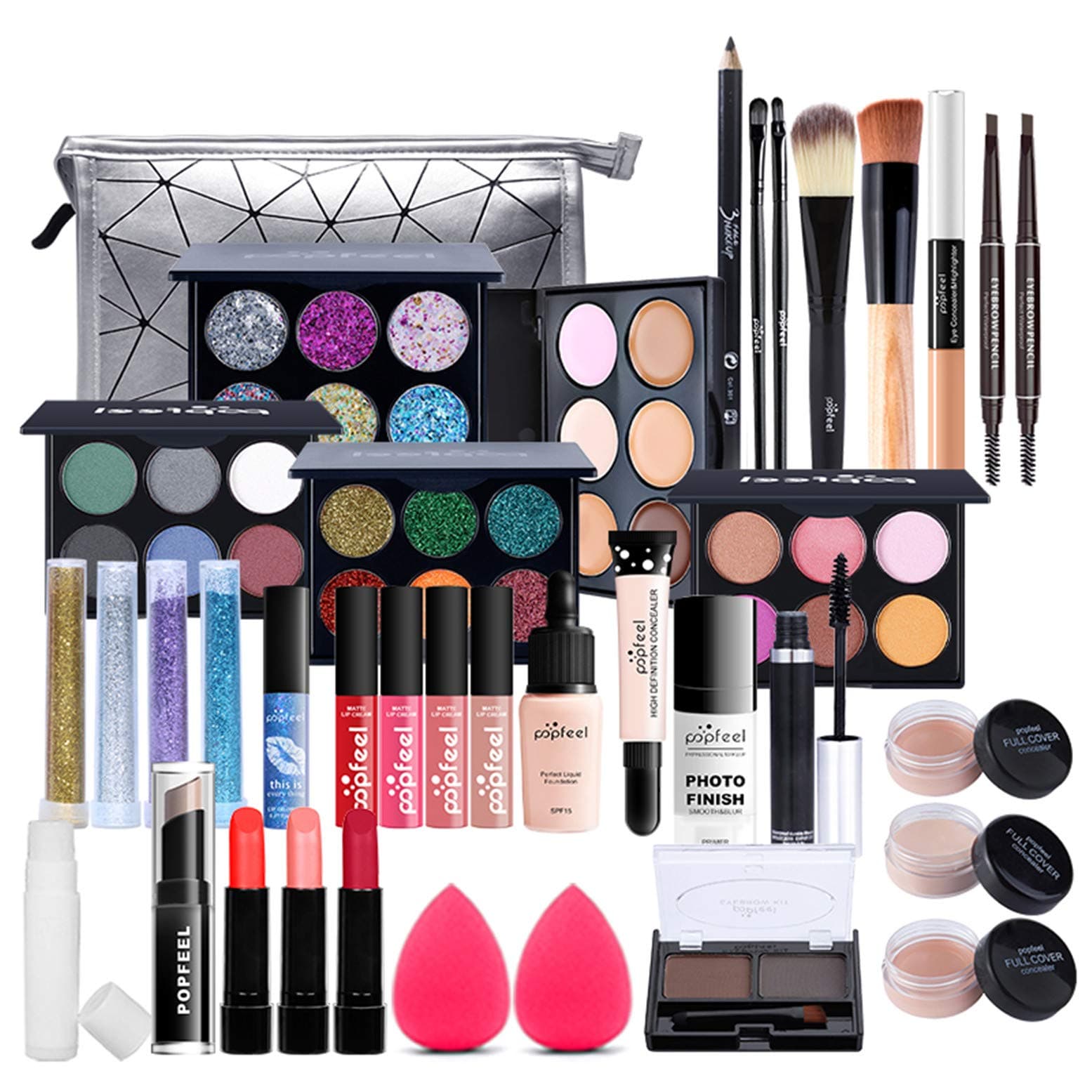 Joyeee All-in-One Makeup Gift Set Travel Makeup Kit Complete Starter Makeup Bundle Lipgloss Lipstick Concealer Blushes Powder Eyeshadow Palette Cos...