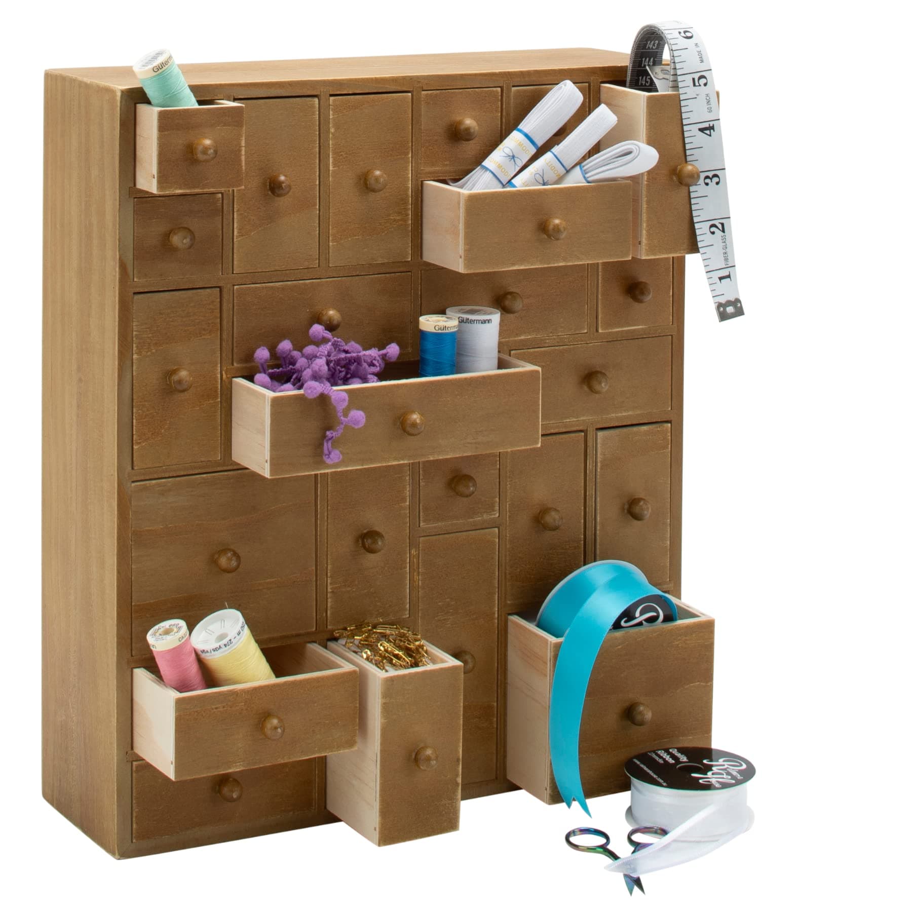 HYGGEHAUS RUSTIC Sewing/ Jewelry/ Makeup Organizer Countertop - Storage Organizer | Apothecary Cabinet | Wooden Drawers | Craft Organizer | Handmad...