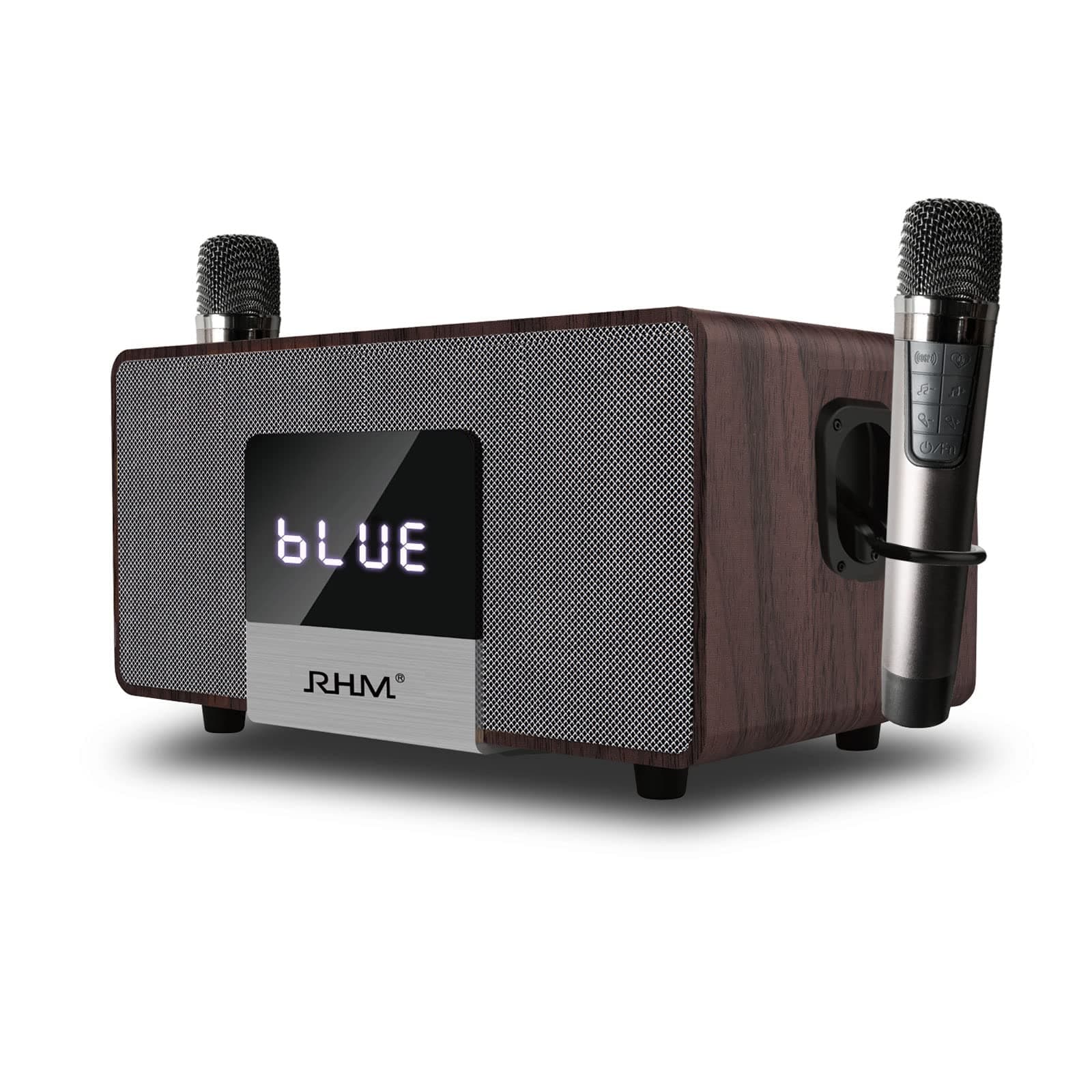 RHM Karaoke Machine for Adults & Kids with 2 UHF Wireless Microphones, Bluetooth Singing PA Speaker System with Bass/Treble Adjustment,Home Karaoke...