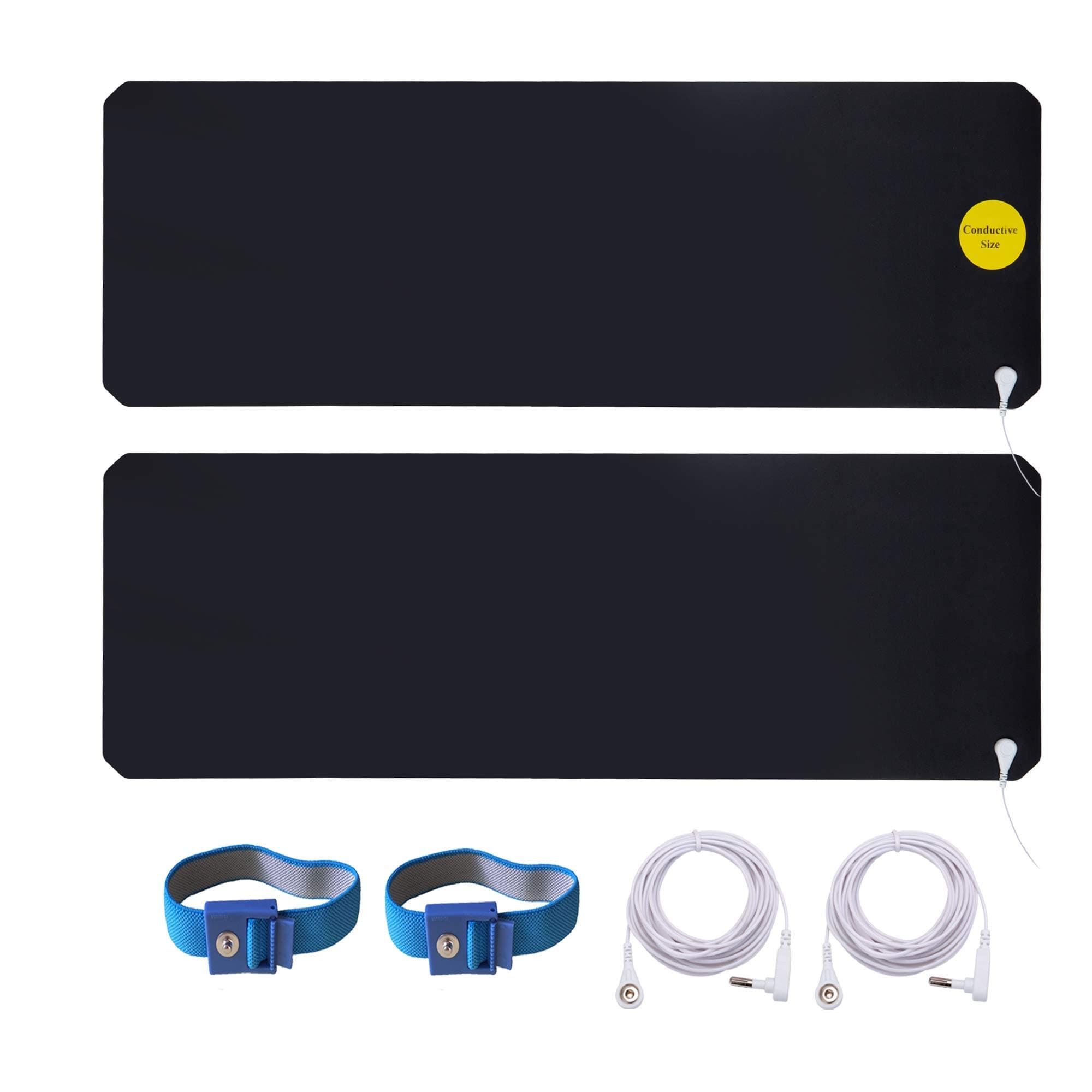 LandKissing® Grounding Mats Kit (2sets) for Healthy Earth Energy with 2 Grounding Wrist Band and 2 Straight Cords