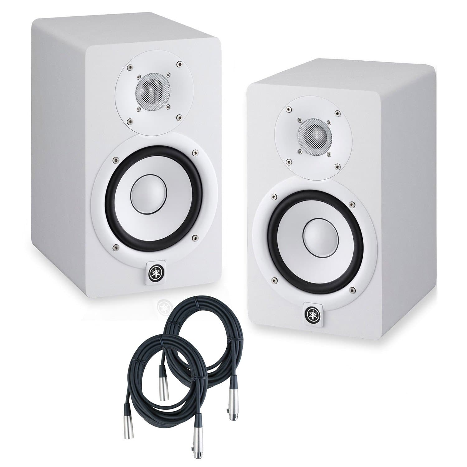 Yamaha HS5 Powered Studio Monitors Pair WHITE w/XLR Cables - Bundle