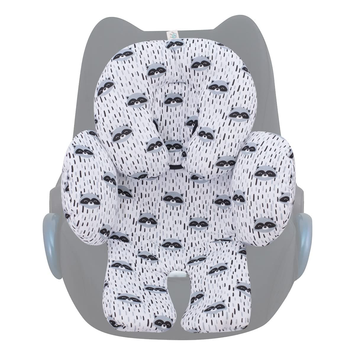 JANABEBE Reducer Cushion Infant Head & Baby Body Support Antiallergic 100% Cotton (Head, Body and Back Support, Raccoon) 3 Parts