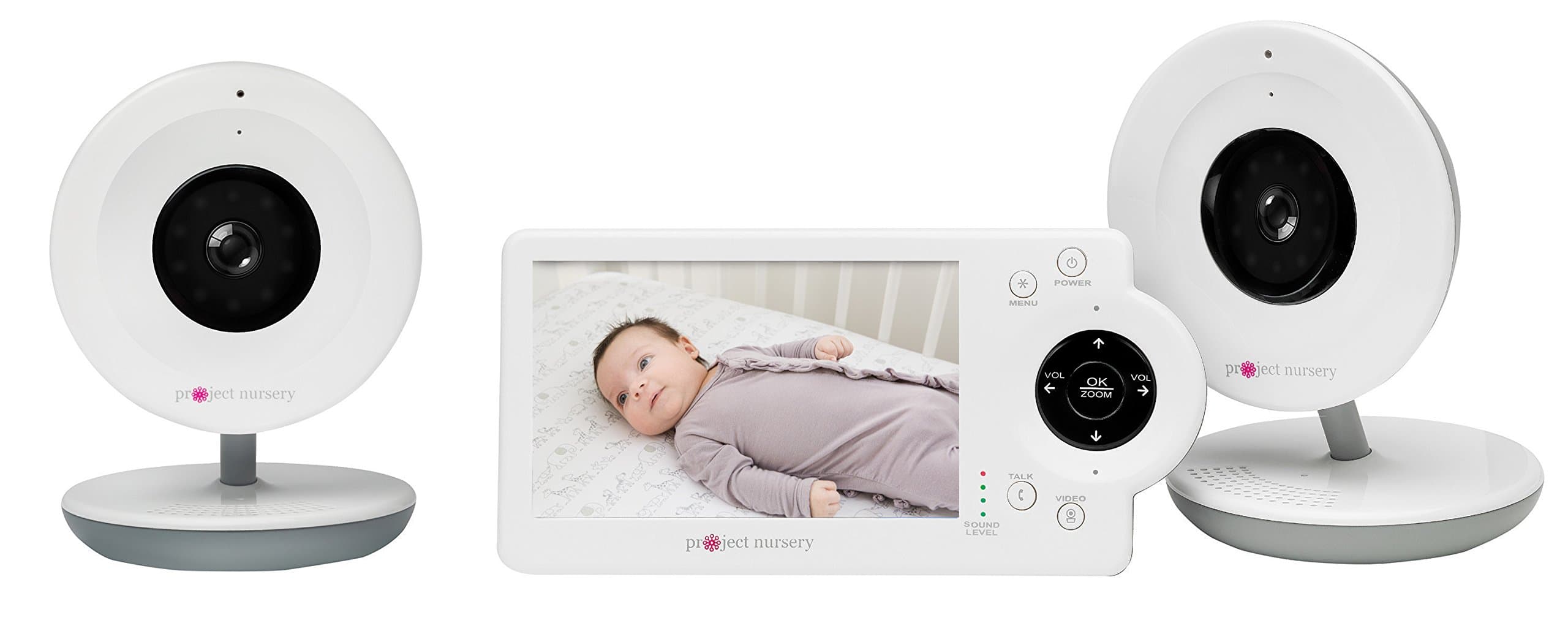 Project Nursery Video Baby Monitor System with 2 Digital Zoom Cameras, 4.3” LCD Monitor Screen, Two-Way Communication, Infrared Night Vision, Up to...