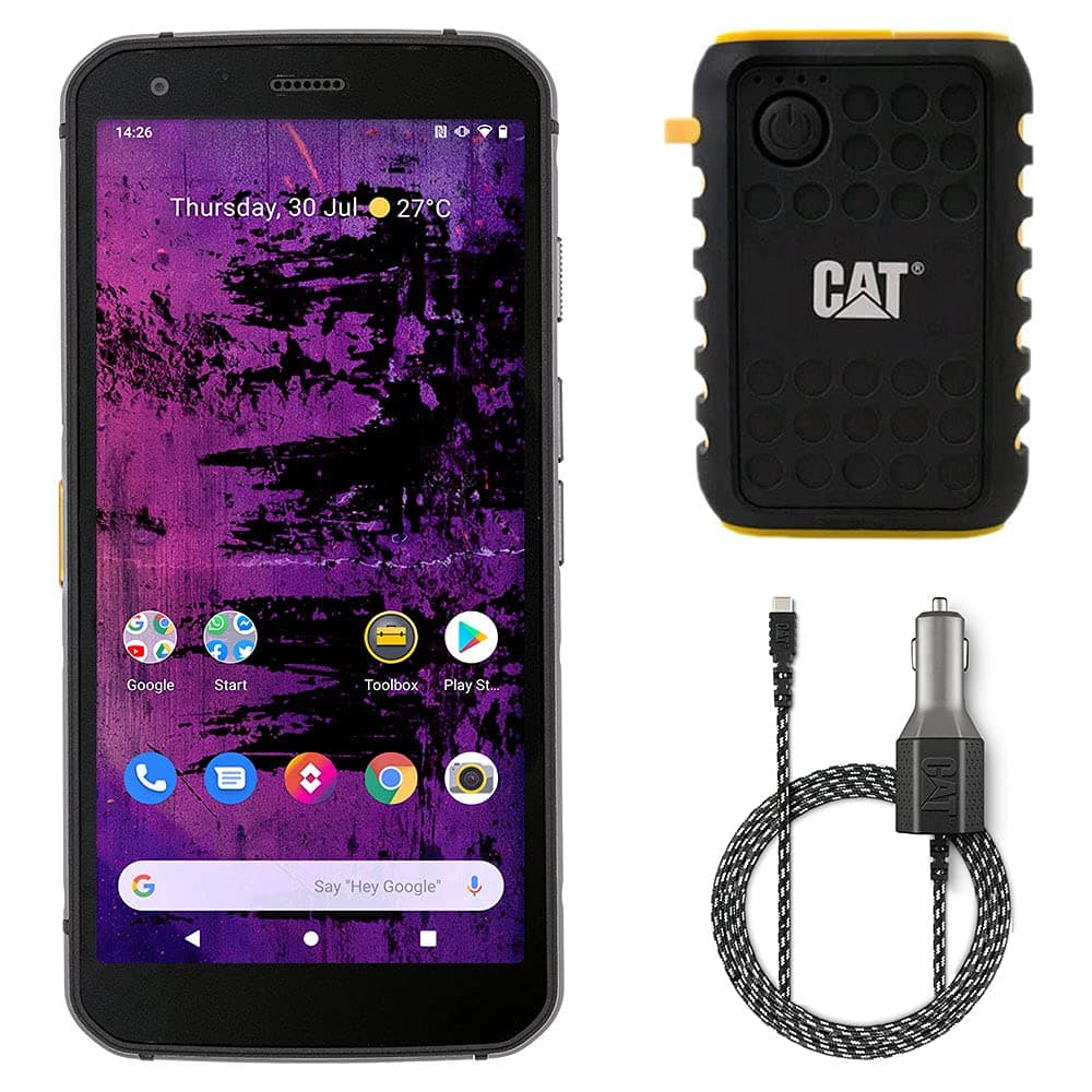 CAT Phone S62 Pro Rugged Smartphone Bundle – North America Variant - with FLIR Thermal Imager, Includes CAT 10,000 mAh Rugged Power Bank with Flash...
