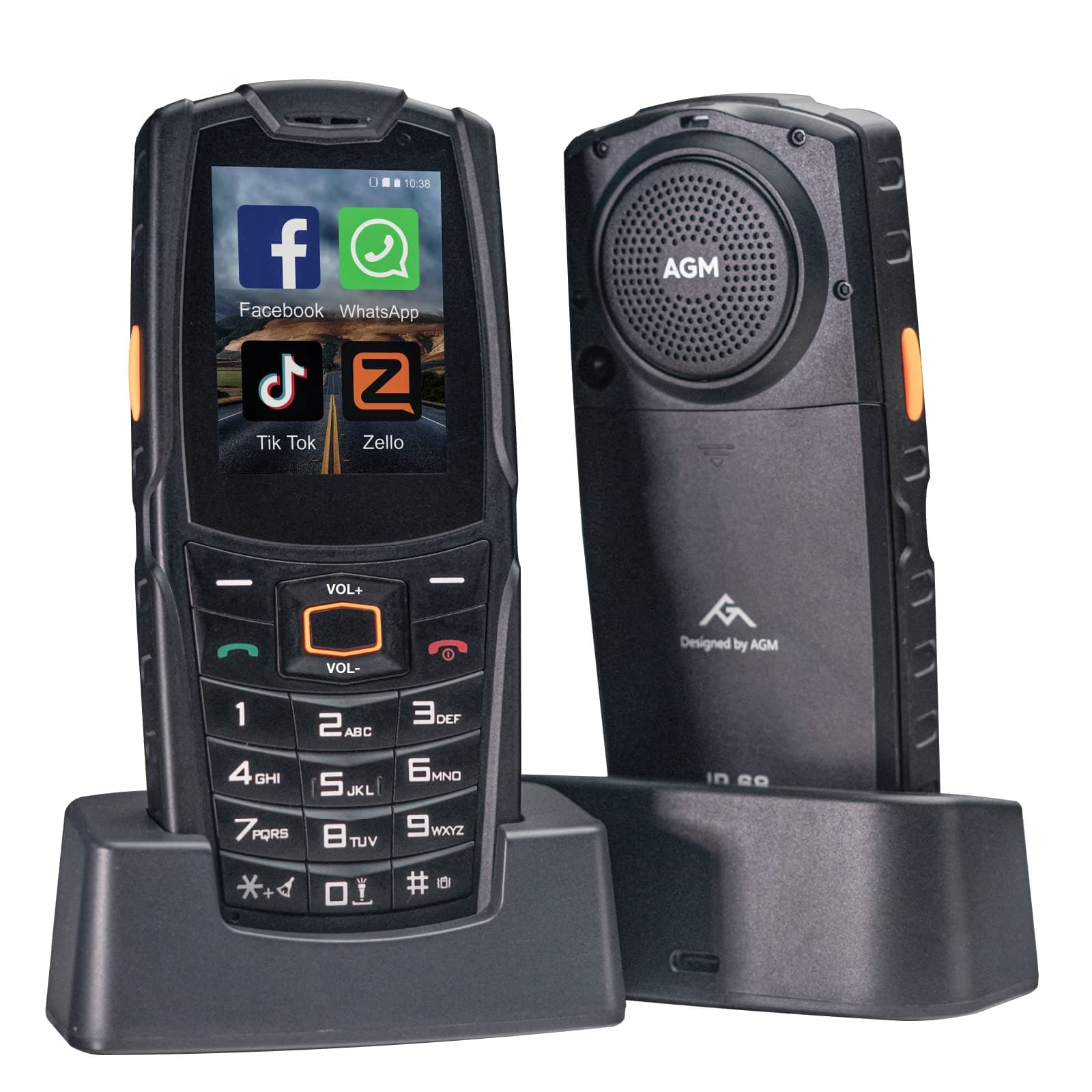 AGM M7 Rugged Phone with Charging Dock | 4G Unlocked Phone for Senior | 2.4" Touch Screen 1GB+8GB | Big Speaker Big Font | 2500mAh Battery | Fa...