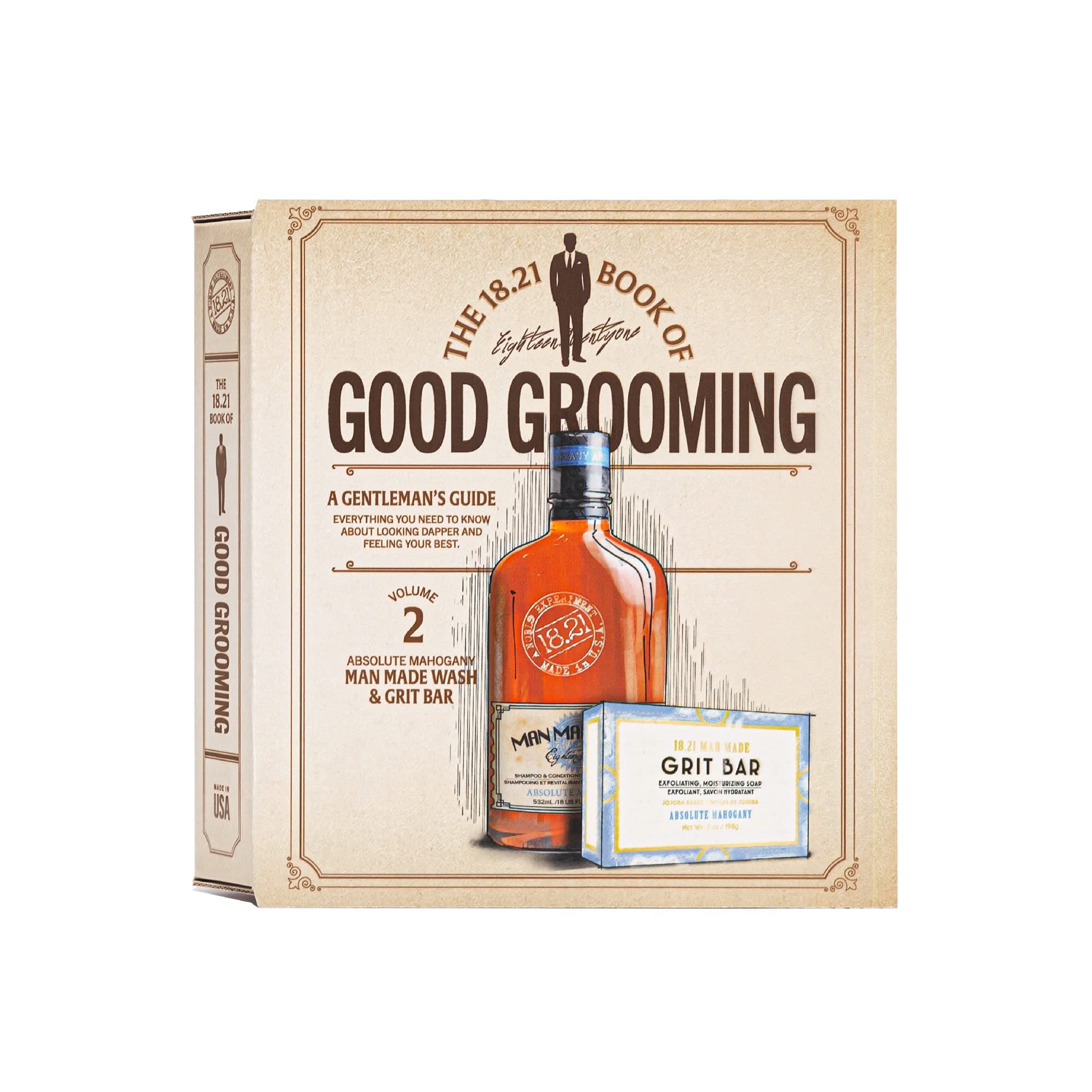 18.21 Man Made Men's Book of Good Grooming Gift Sets 3-in-1 Body Wash, Shampoo, & Conditioner for Men, All Hair & Skin Types with Moisturizing ...