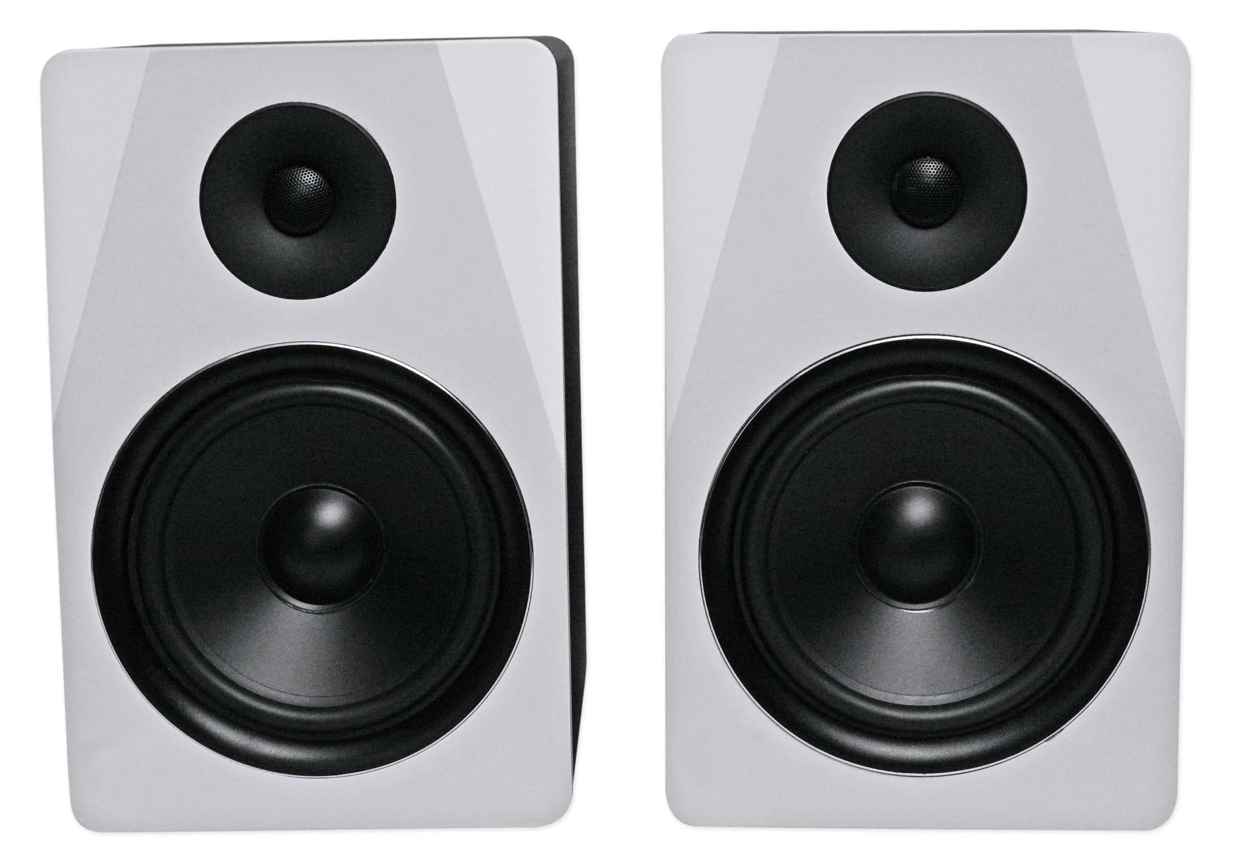 Rockville APM8W 8" 2-Way 500W Active/Powered USB Studio Monitor Speakers Pair, White
