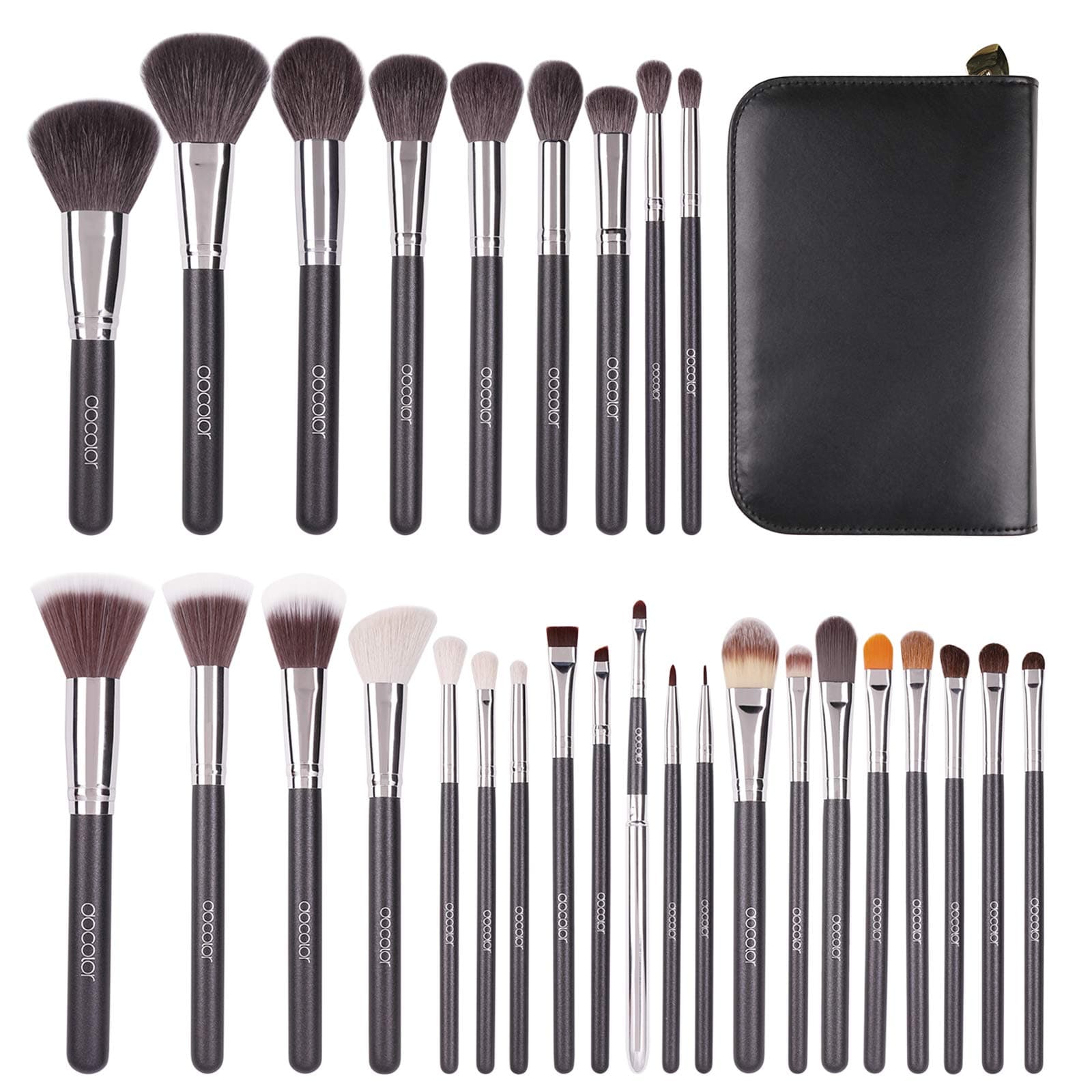 Docolor Makeup Brushes 29 Piece Professional Makeup Brush Set Premium Goat Synthetic Hair Kabuki Foundation Blending Face Powder Blush Concealers E...