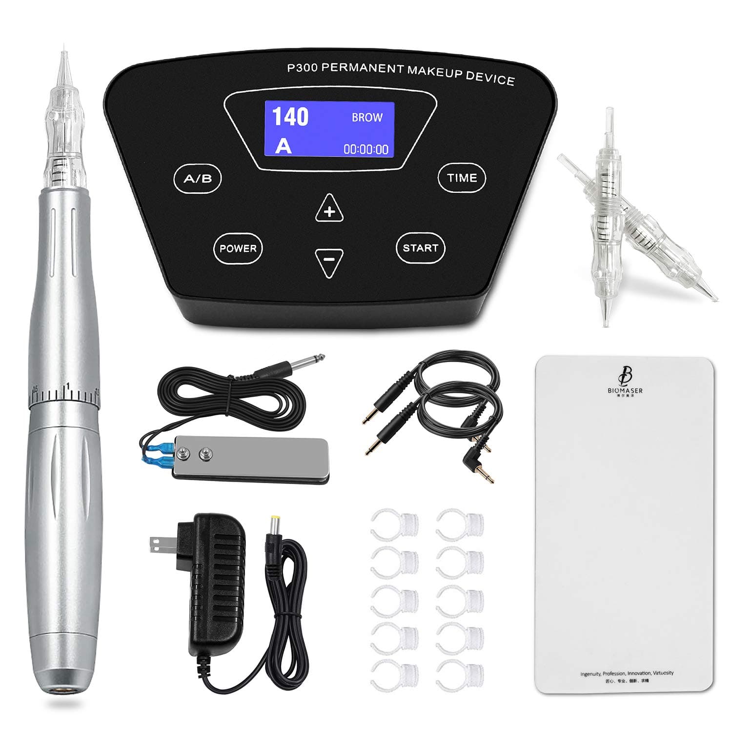Permanent Makeup Tattoo Machine-BIOMASER Permanent Makeup Eyebrow Tattoo Machine Kit with Foot Pedal Touch Control Power Supply Rotary Tattoo Machi...