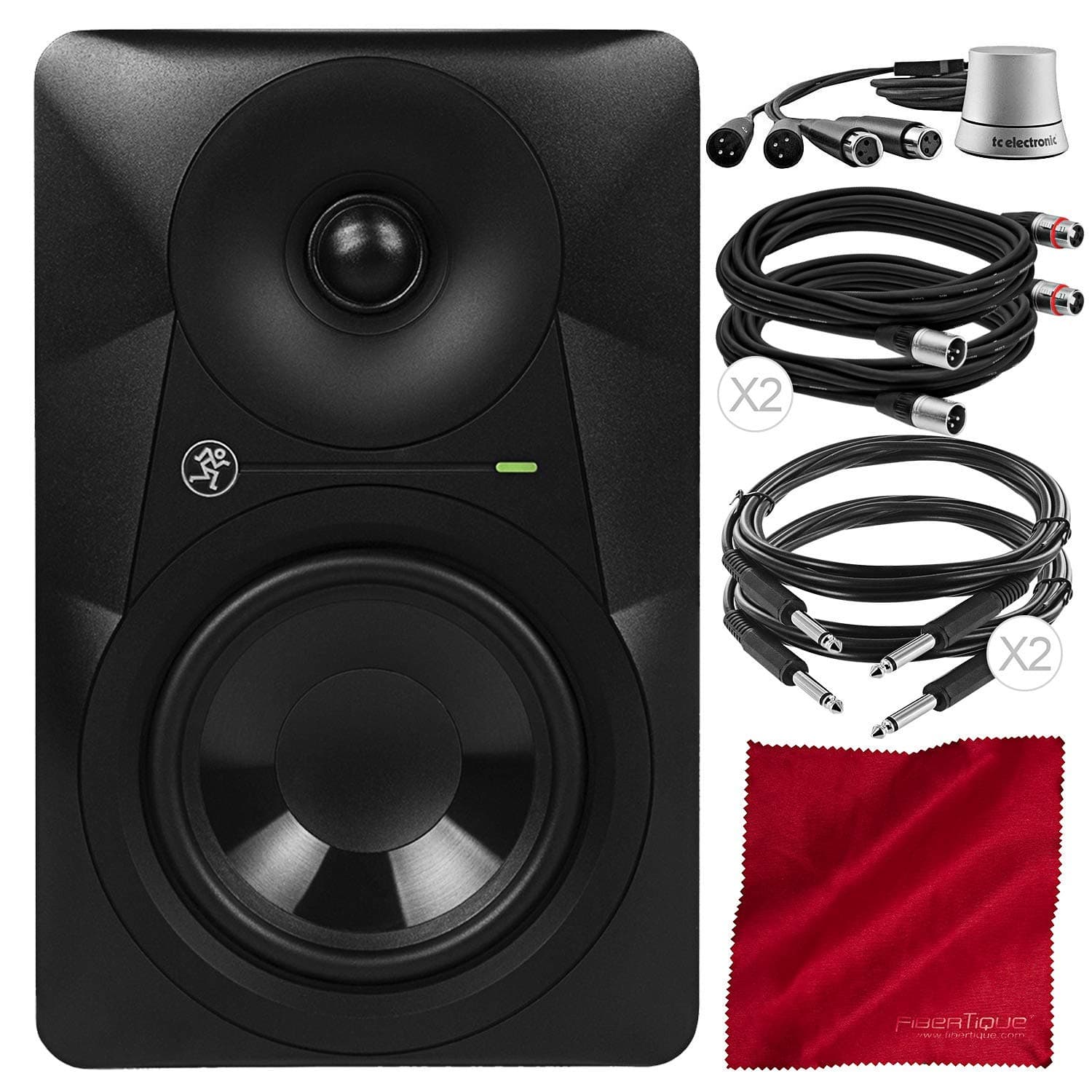 MackieMR824-8" 2-Way Powered Studio Monitor (Single) with TC Electronic Analog Stereo Volume Control, TRS/XLR Cables, and Microfiber Cloth