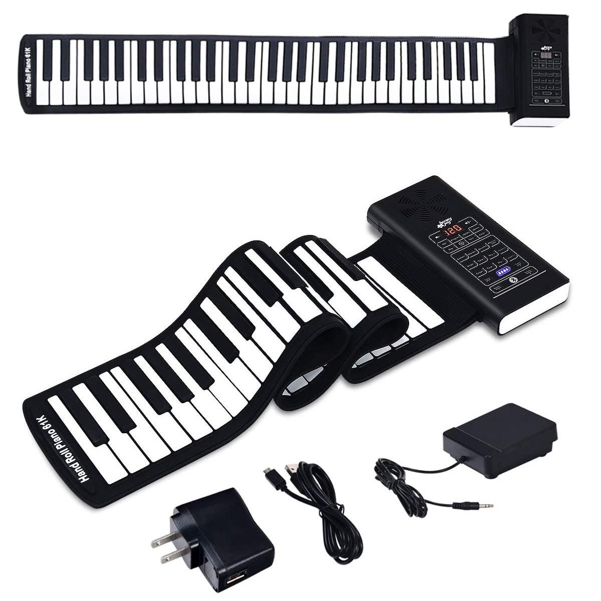 BABY JOY 61 Keys Roll Up Piano, Upgraded Electronic Piano Keyboard, Portable Piano w/Bluetooth, MP3 Headphone USB Input, MIDI OUT, 128 Rhythms, Rec...