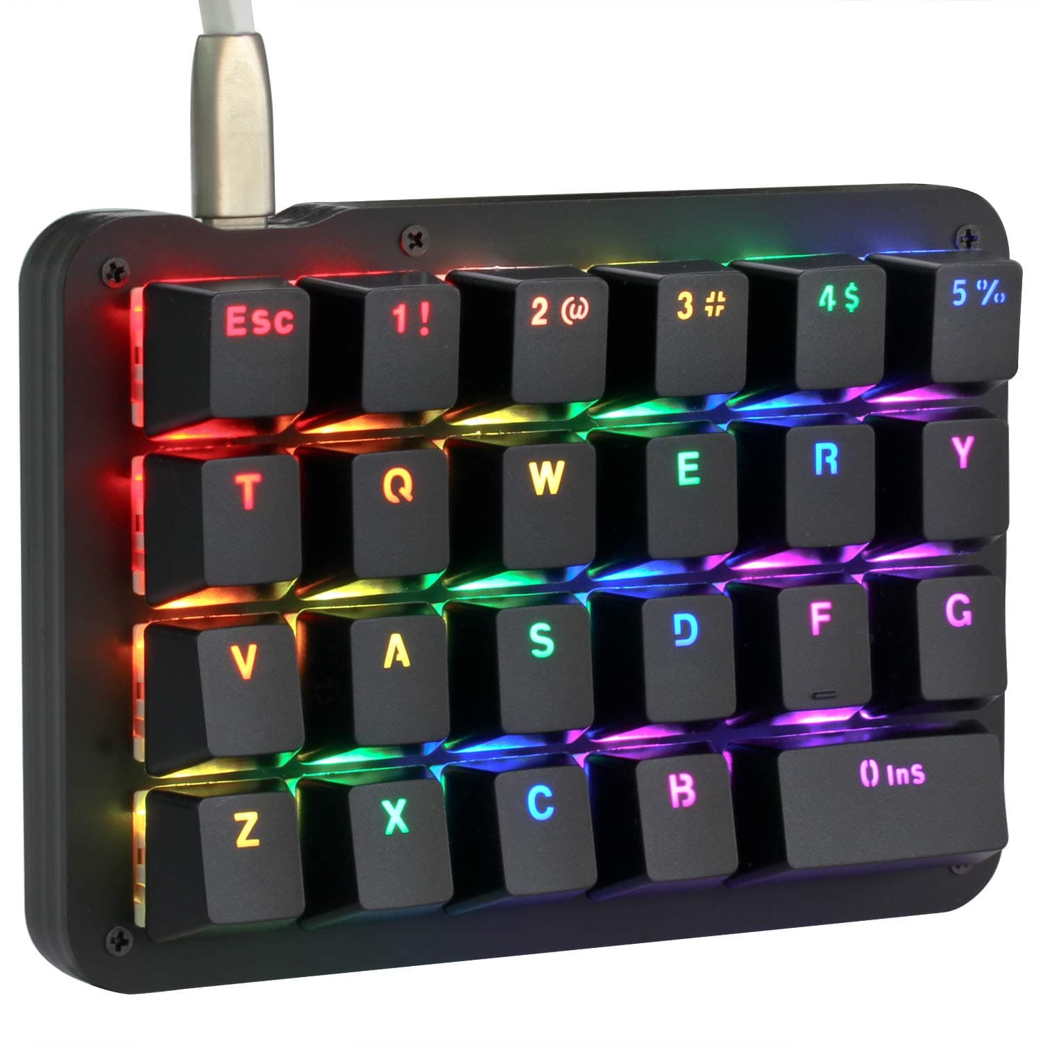 Koolertron One Handed Macro Mechanical Keyboard, RGB LED Backlit Portable Mini One-Handed Mechanical Gaming Keypad 23 Fully Programmable Keys Red S...