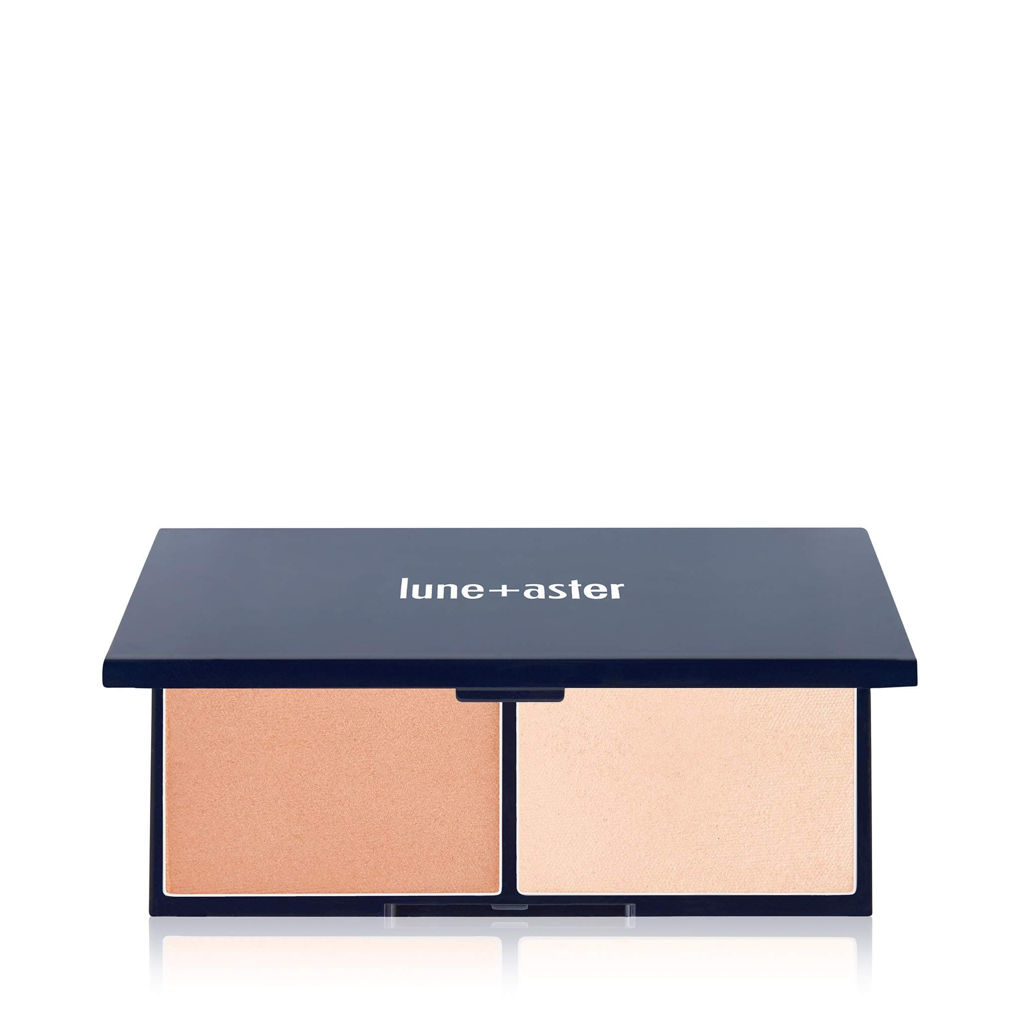 Lune+Aster Moonrise Glow & Contour Palette - Bronzer and highlighter duo defines features and creates an illuminated glow