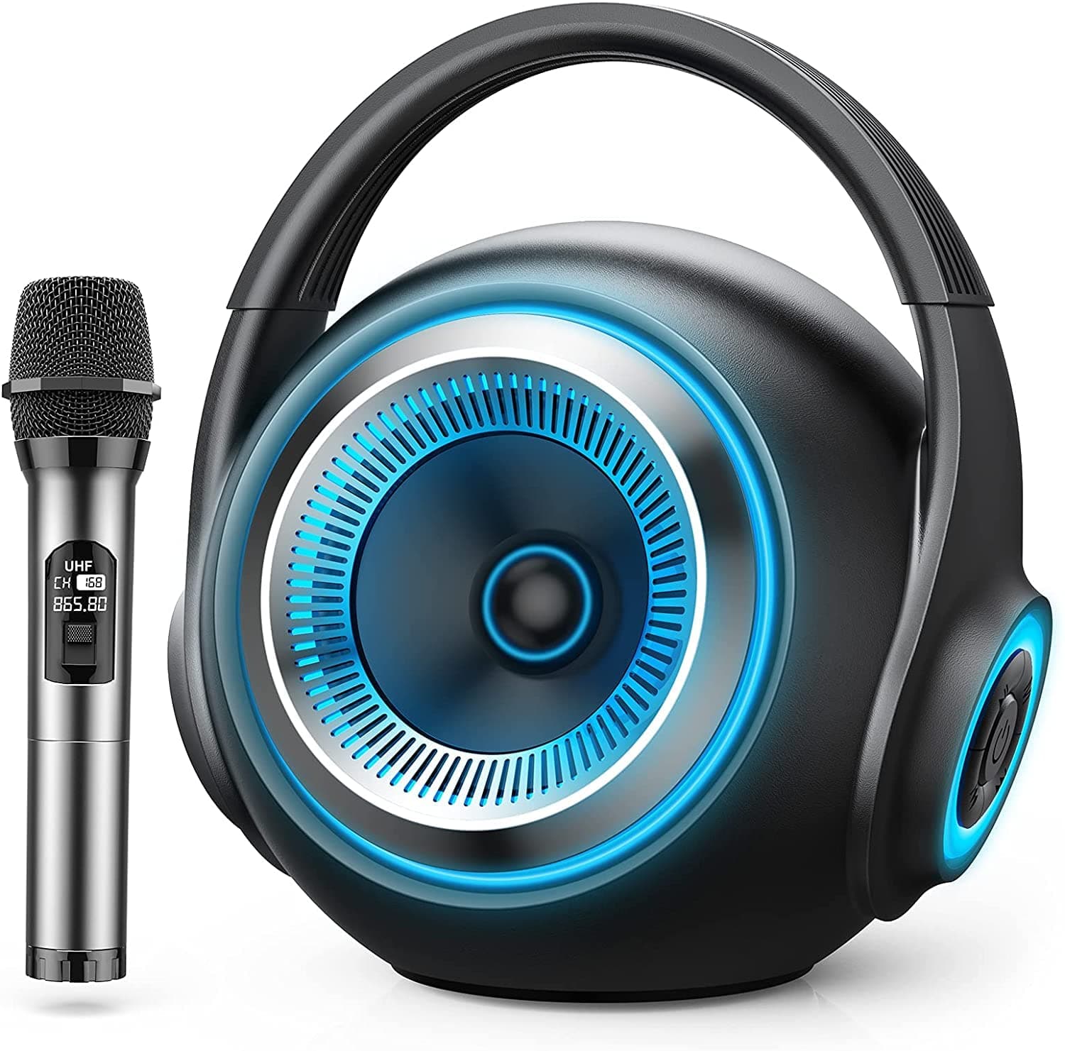 Karaoke Machine FWFX Karaoke Machine Speaker with Wireless Microphone, Portable Handheld Karaoke Mic Speaker Machine with Colorful Lights for All S...